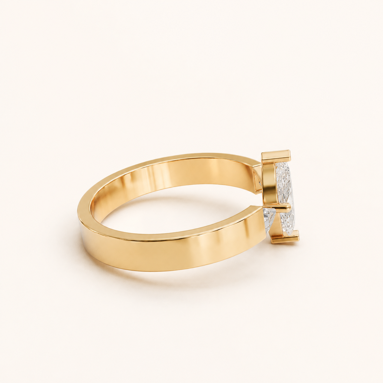 0.70 CT Marquise Diamond Ring in Yellow Gold, White Gold & Rose Gold - view 2