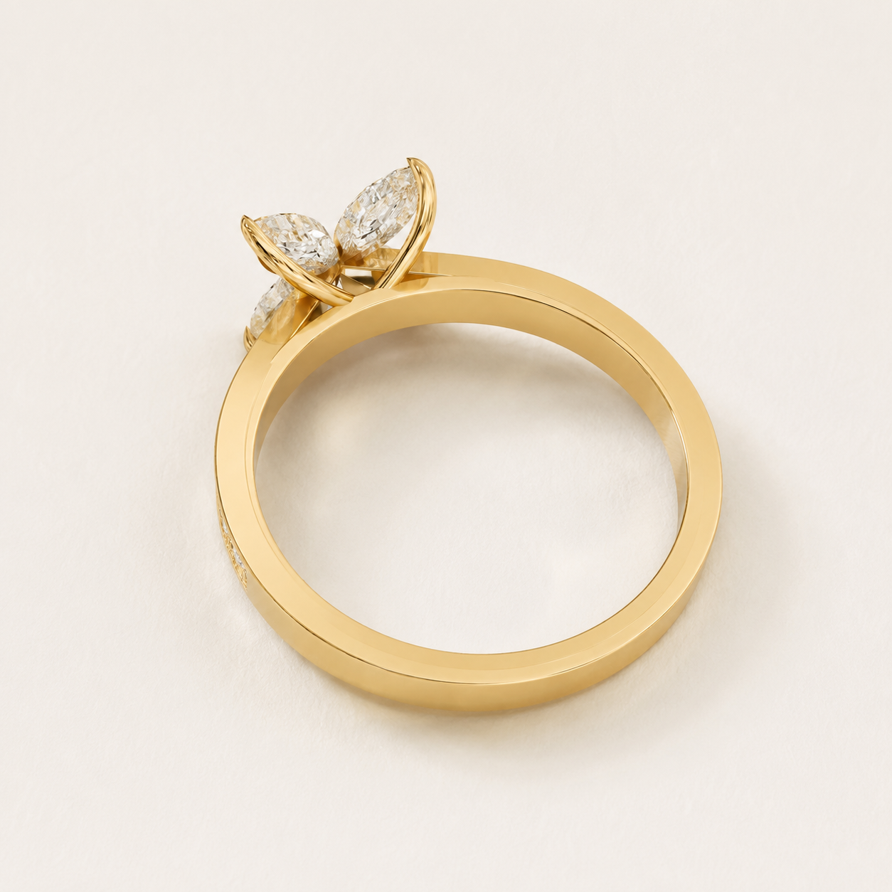 0.64 CT Marquise Diamond Butterfly Ring in Yellow Gold, White Gold & Rose Gold - view 2