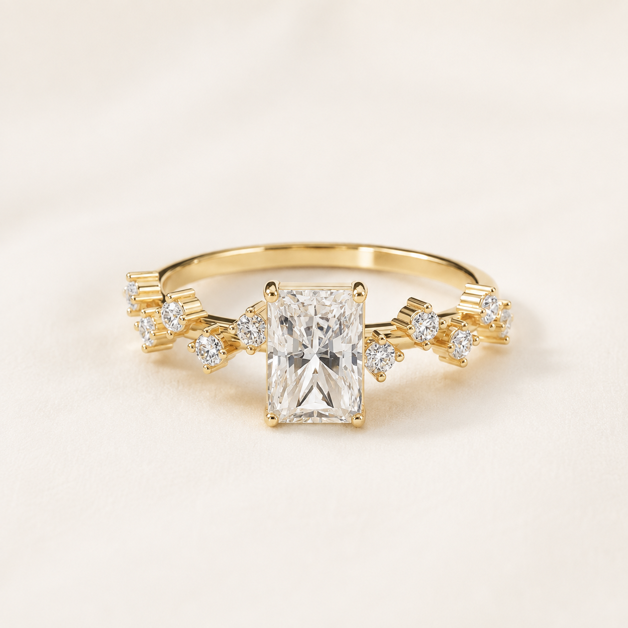 1.80 CT Radiant Diamond Ring in Yellow Gold, White Gold & Rose Gold