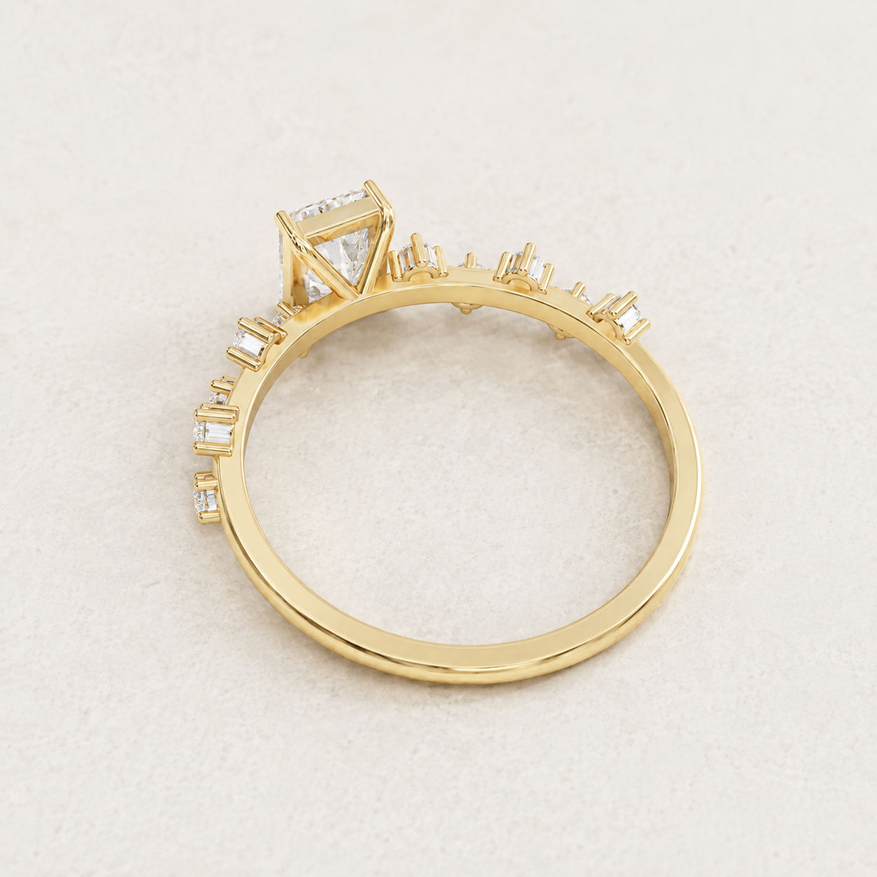 1.80 CT Radiant Diamond Ring in Yellow Gold, White Gold & Rose Gold - view 2