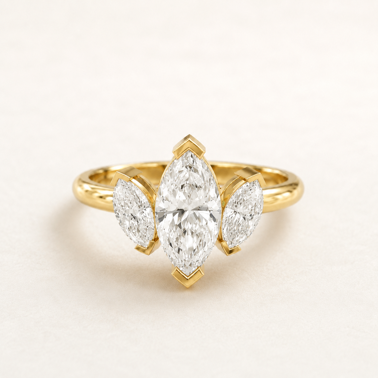 0.98 CT Marquise Diamond Ring in Yellow Gold, White Gold & Rose Gold