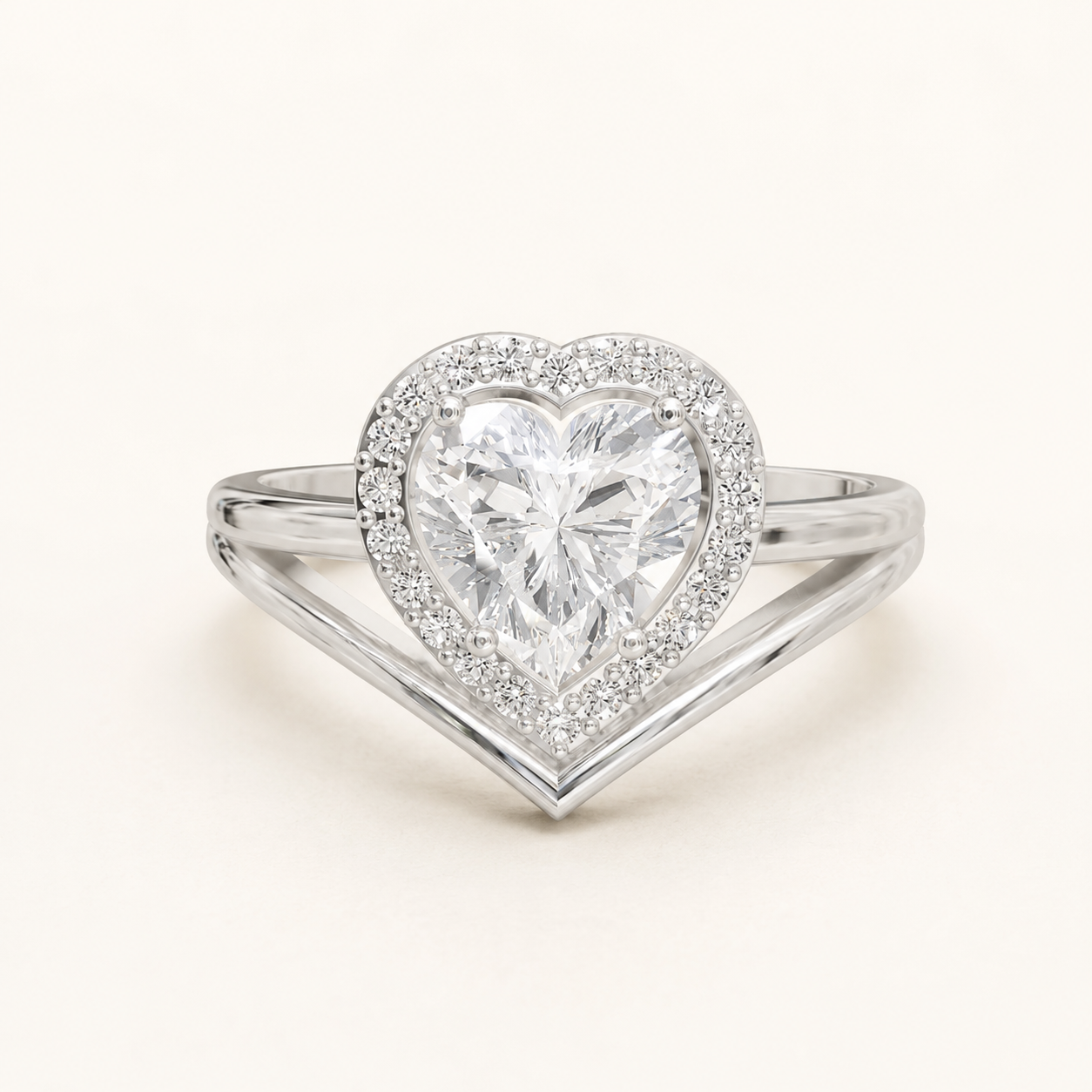 1.10 CT Heart Lab-Grown Diamond Halo Ring in Yellow Gold, White Gold & Rose Gold