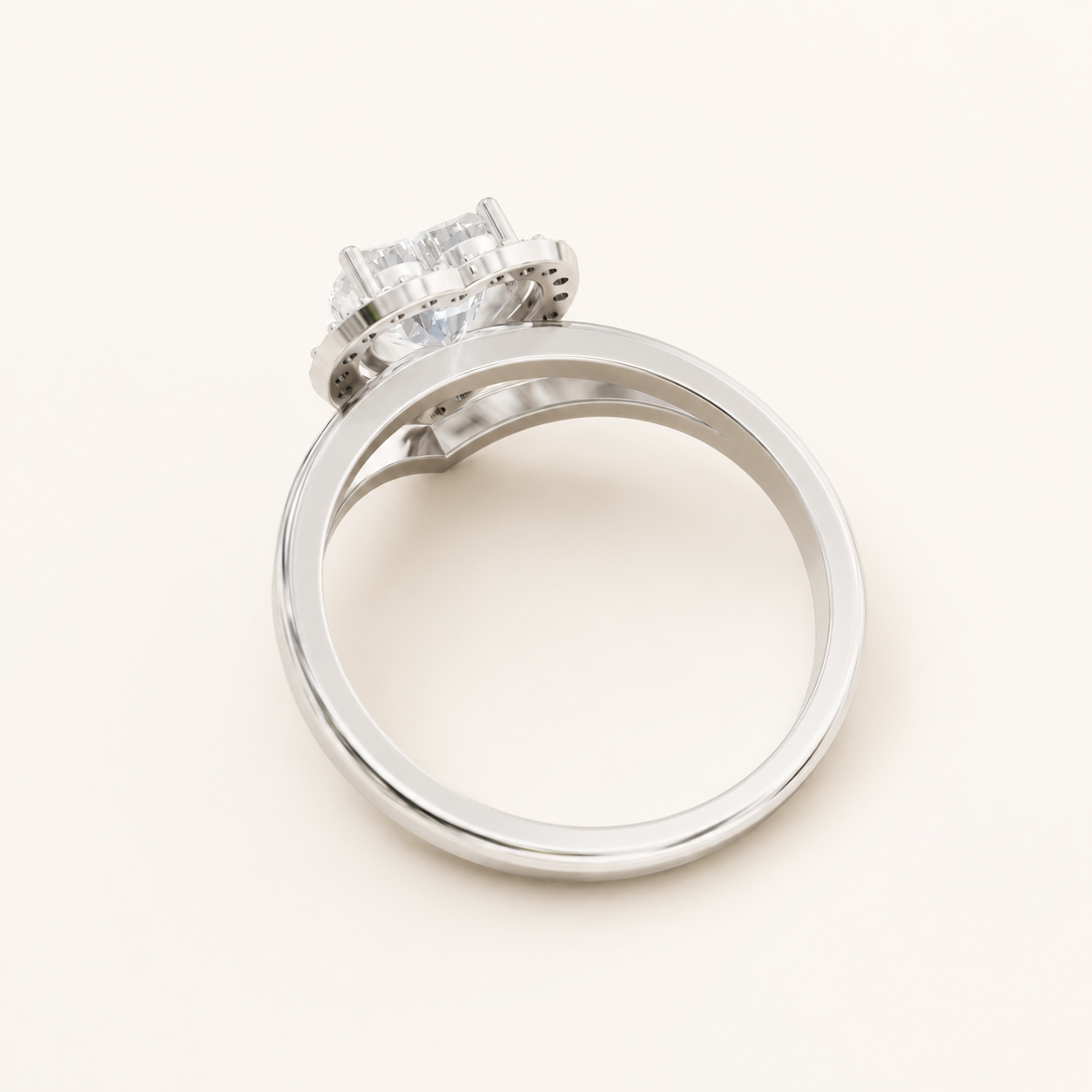 1.10 CT Heart Lab-Grown Diamond Halo Ring in Yellow Gold, White Gold & Rose Gold - view 2