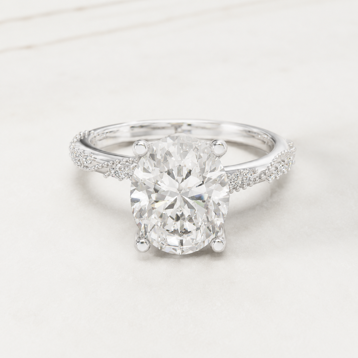 2.50 CT Oval Diamond Twist Ring in White Gold, Yellow Gold & Rose Gold