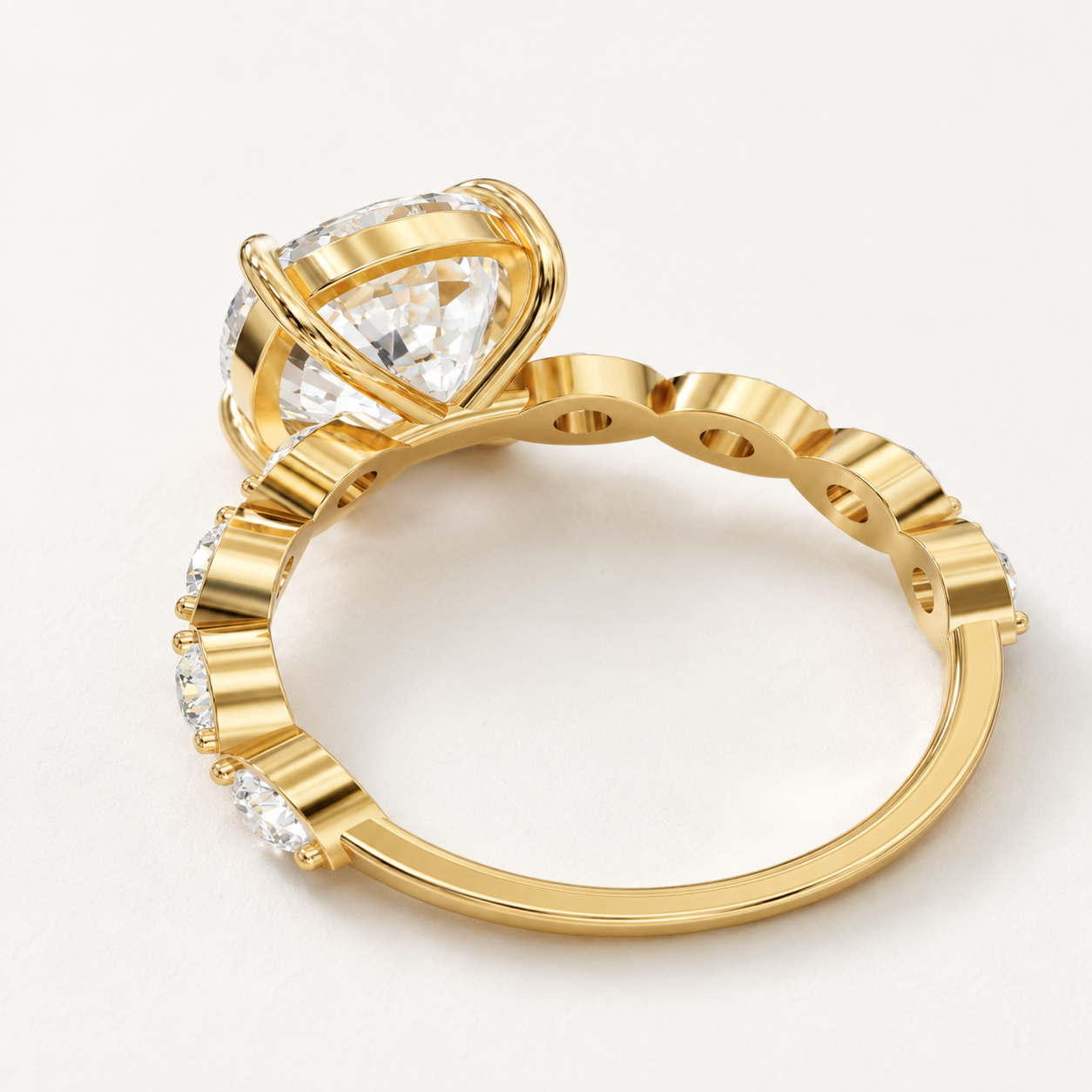 6 CT Cushion Diamond Twist Ring in Yellow, White & Rose Gold - view 2