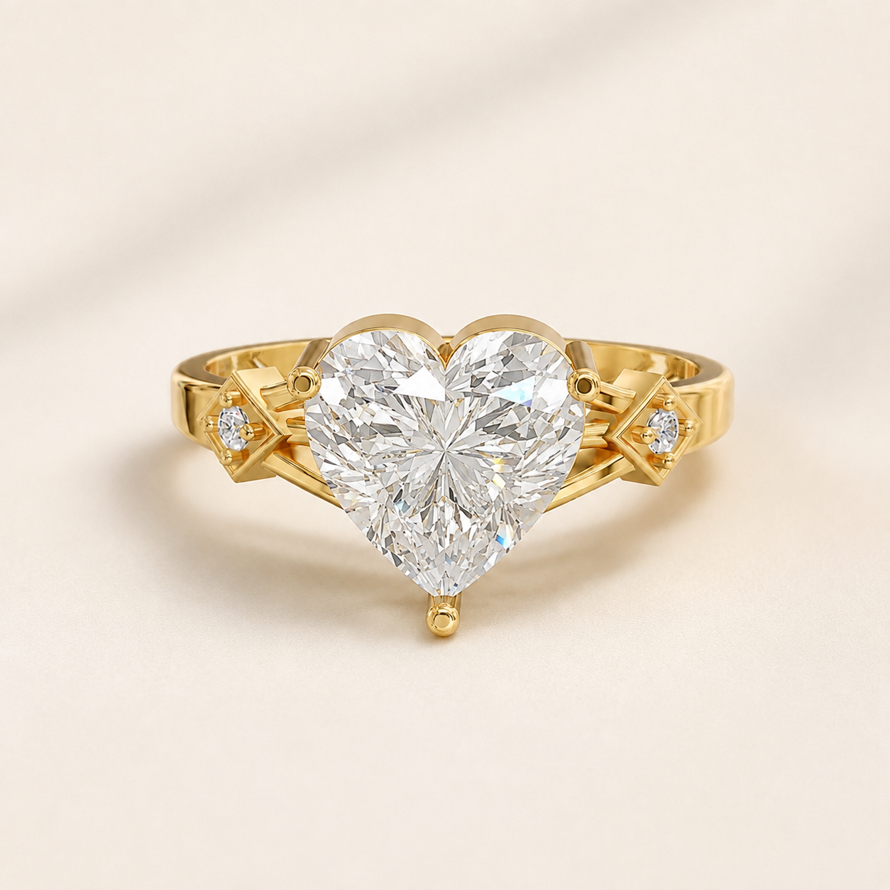 2.20 CT Heart Diamond Ring in Yellow, White & Rose Gold