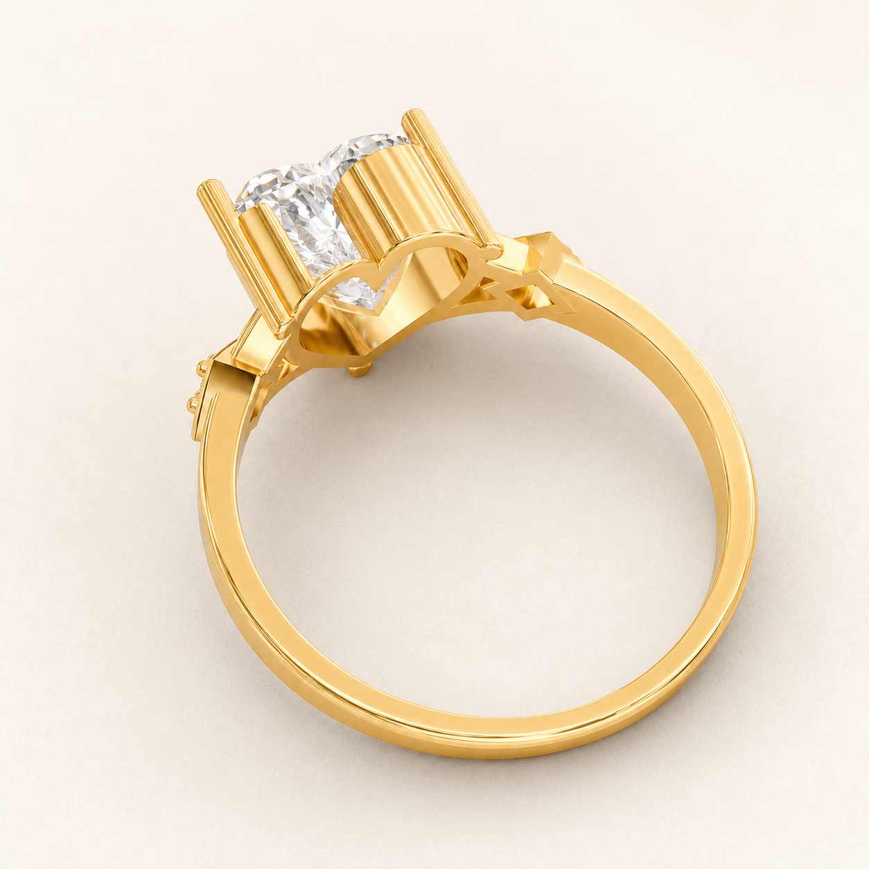 2.20 CT Heart Diamond Ring in Yellow, White & Rose Gold - view 2