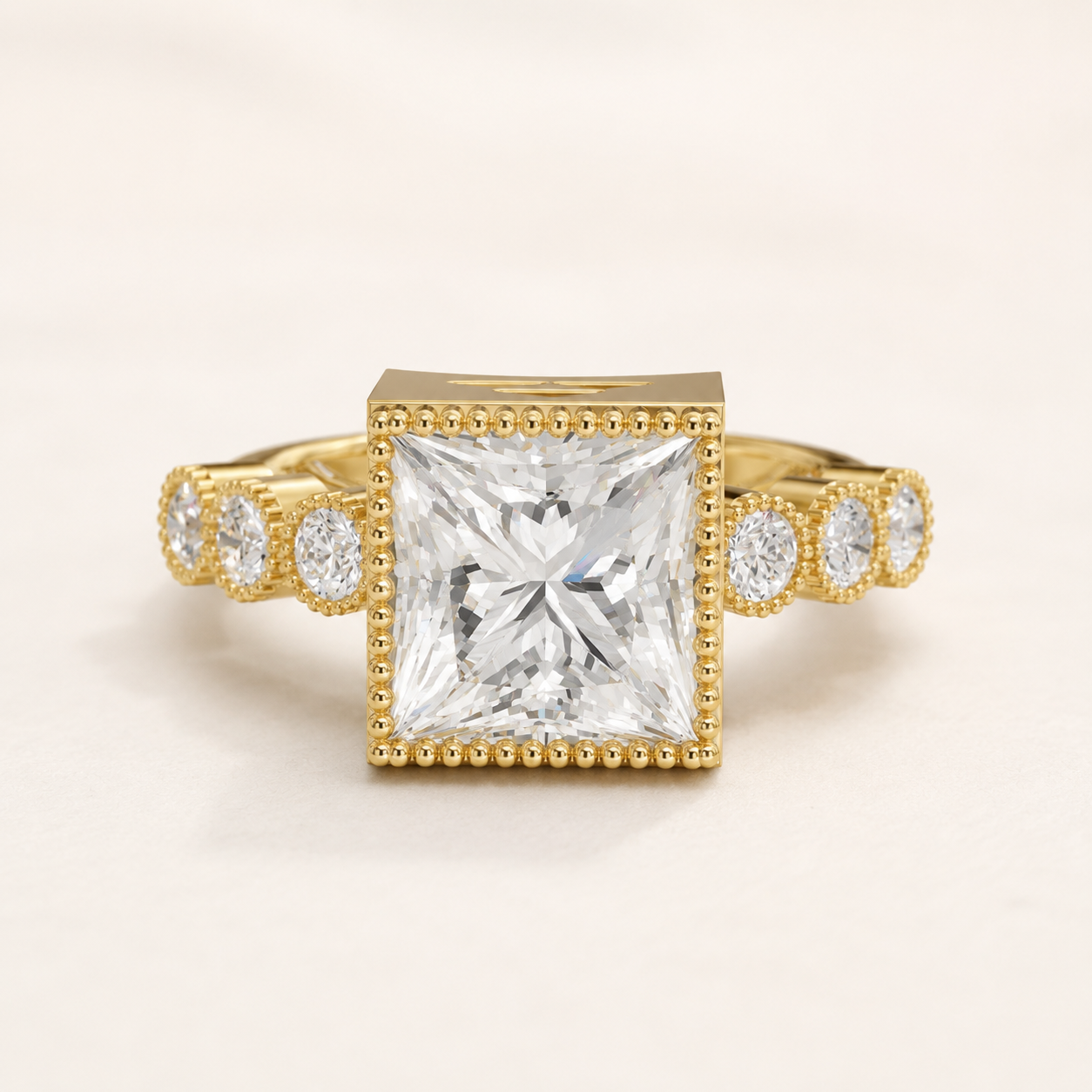 3.60 CT Princess Diamond Statement Ring in Yellow, White & Rose Gold