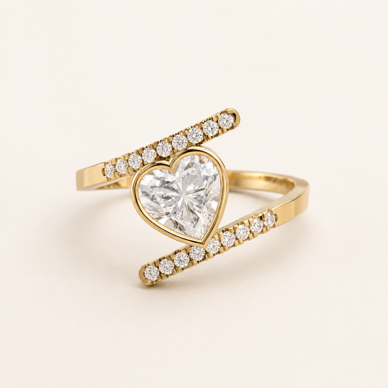 1.10 CT Heart Diamond Wrap Ring in Gold Yellow, White & Rose Gold