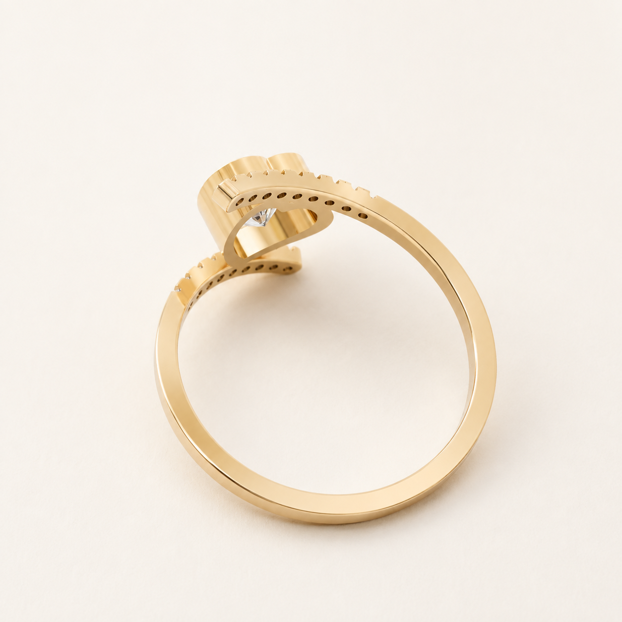 1.10 CT Heart Diamond Wrap Ring in Gold Yellow, White & Rose Gold - view 2
