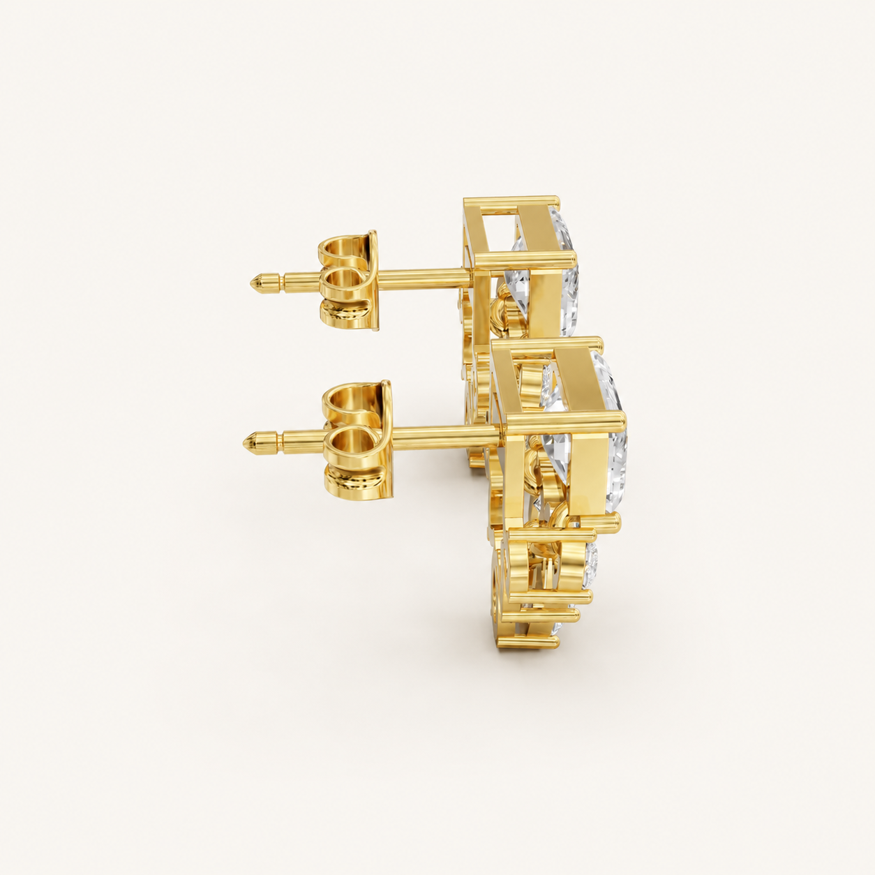 2.00 CT Emerald, Marquise, Pear & Round Lab-Grown Diamond Statement Stud Earrings in White Gold, Yellow Gold & Rose Gold - view 2