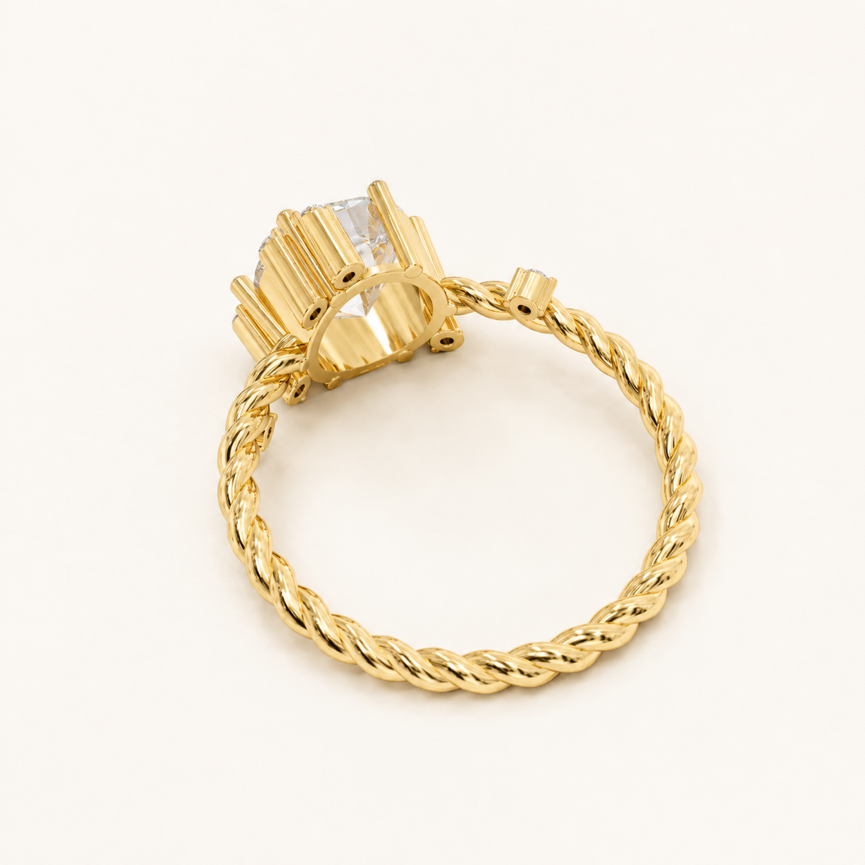 2.040 CT Round Lab Grown Diamond Twisted Ring in Rose Gold, Yellow Gold & White Gold - view 2