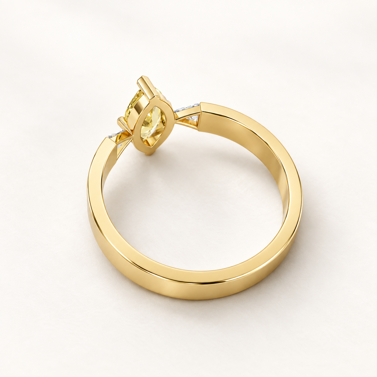 0.700 CT Yellow Marquise Lab-Grown Diamond Three-Stone Ring in White Gold, Yellow Gold & Rose Gold — product gallery image