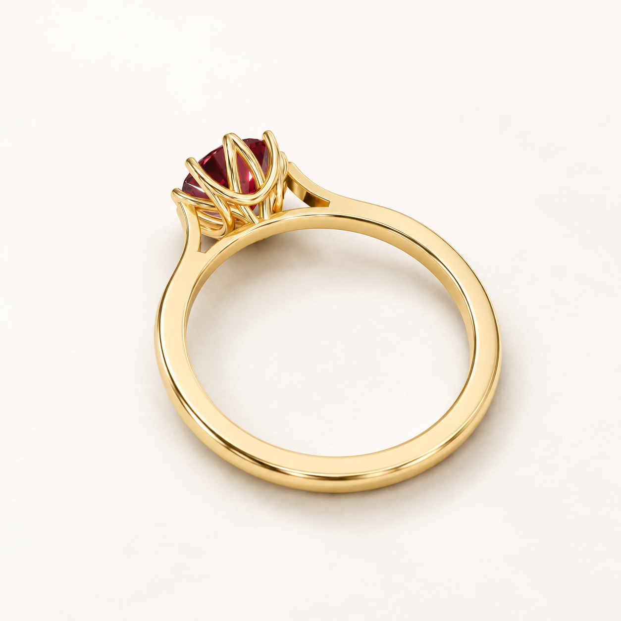 1.250 CT Red Round Lab-Grown Diamond Solitaire Ring in White Gold, Yellow Gold & Rose Gold — product gallery image