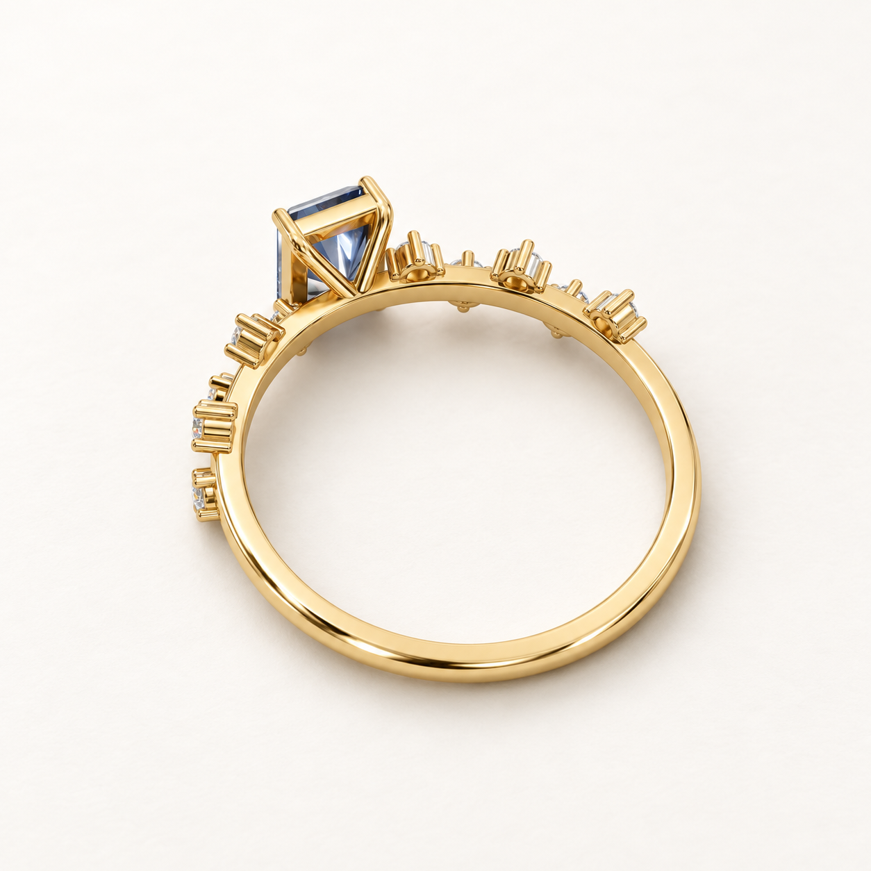 1.800 CT Blue Radiant Lab-Grown Diamond Nature-Inspired Ring in White Gold, Yellow Gold & Rose Gold — product gallery image
