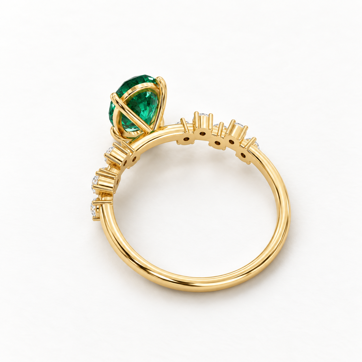 1.650 CT Green Oval Lab-Grown Diamond Nature-Inspired Ring in White Gold, Yellow Gold & Rose Gold — product gallery image