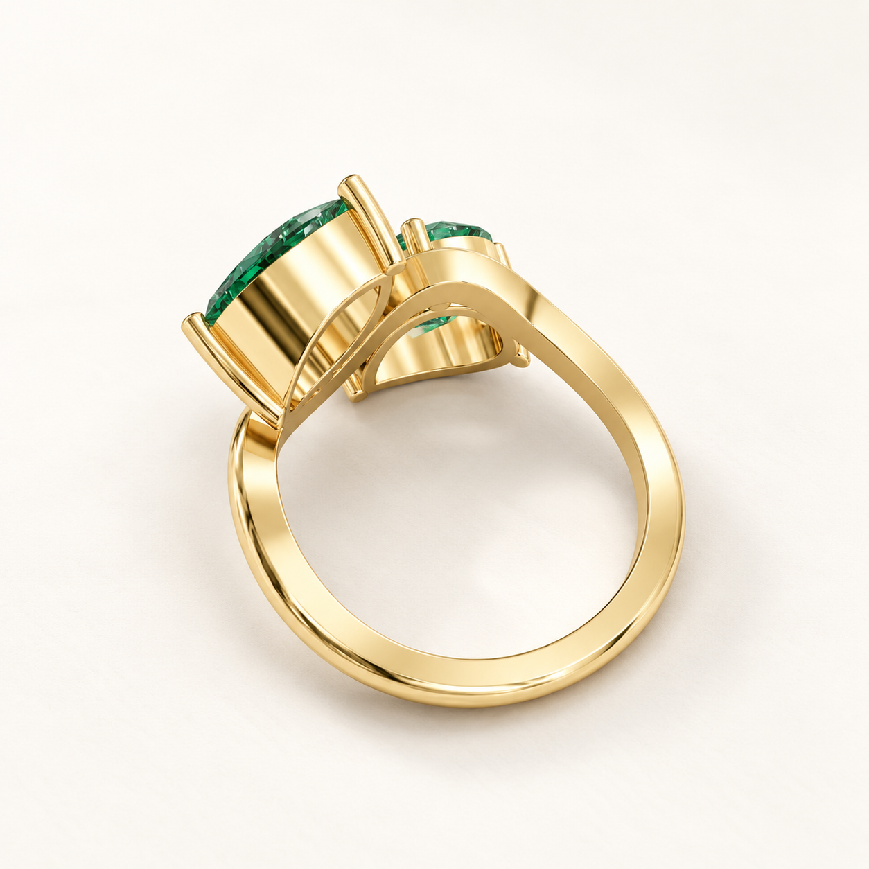 3.300 CT Green Pear Lab-Grown Diamond Toi et Moi Ring in White Gold, Yellow Gold & Rose Gold — product gallery image