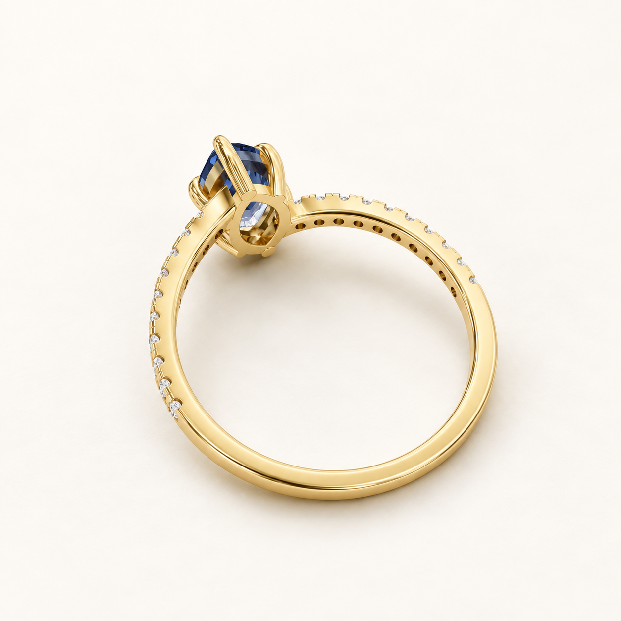 0.980 CT Blue Marquise Lab-Grown Diamond Pavé Ring in White Gold, Yellow Gold & Rose Gold — product gallery image