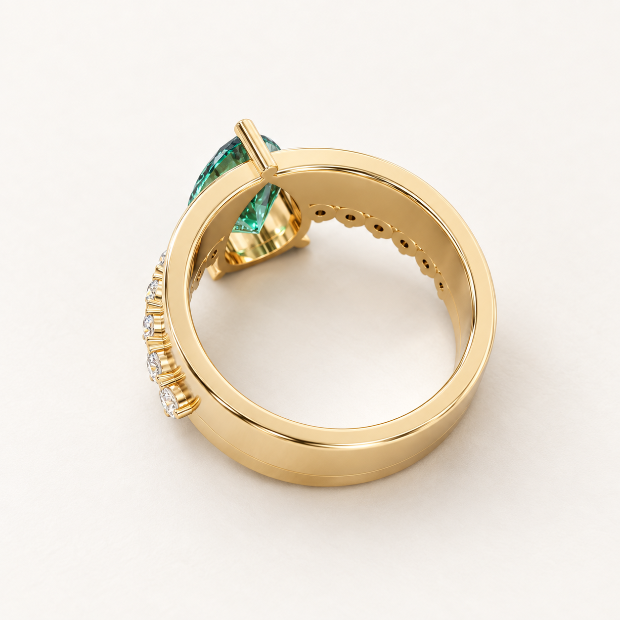 2.250 CT Pear Green Gemstone Diamond Statement Ring in 9K, 14K & 18K Yellow Gold, White Gold & Rose Gold | NyvaaraLuxe