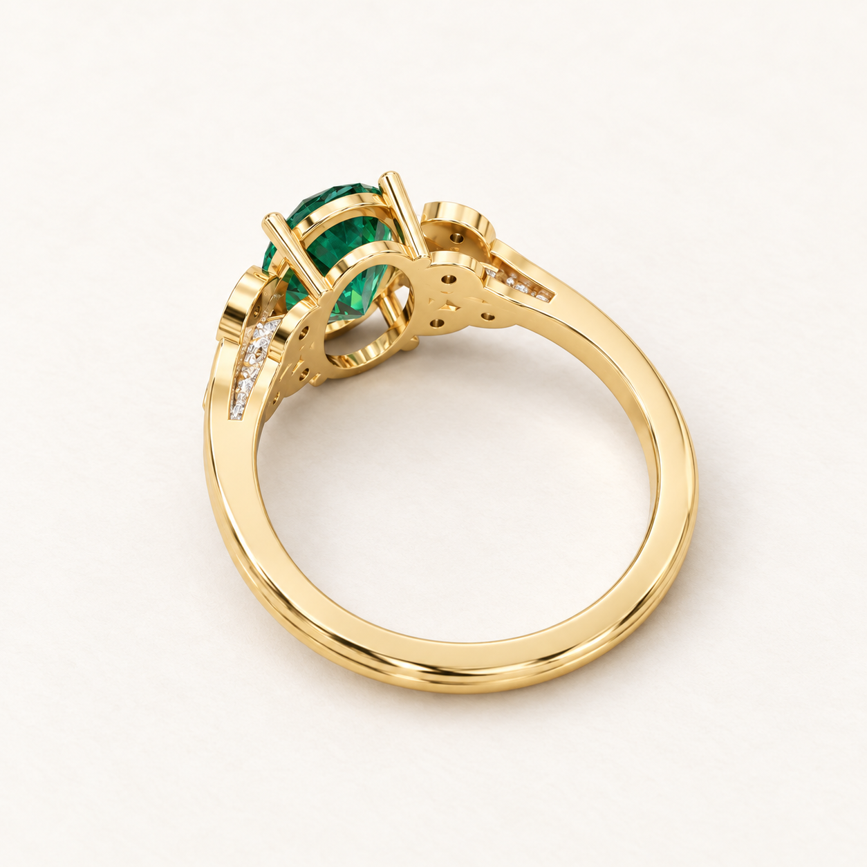 2.300 CT Oval Green Gemstone Diamond Nature-Inspired Ring in 9K, 14K & 18K Yellow Gold, White Gold & Rose Gold | — product