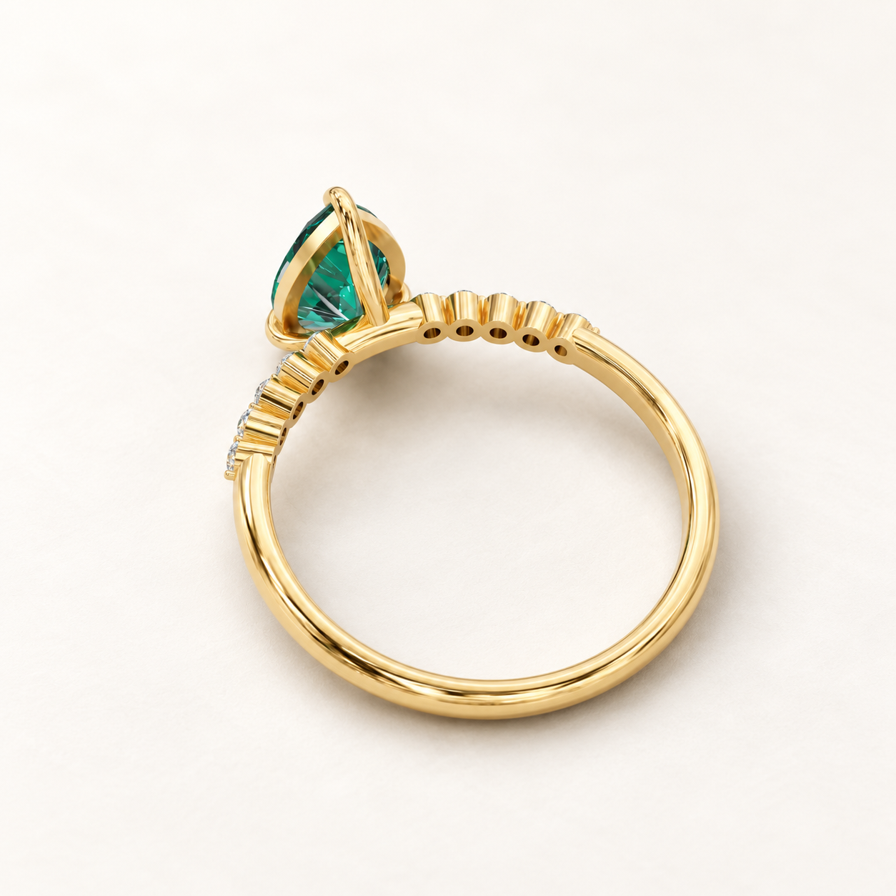 1.270 CT Pear Green Gemstone Diamond Ring in 9K, 14K & 18K Yellow Gold, White Gold & Rose Gold | NyvaaraLuxe — product