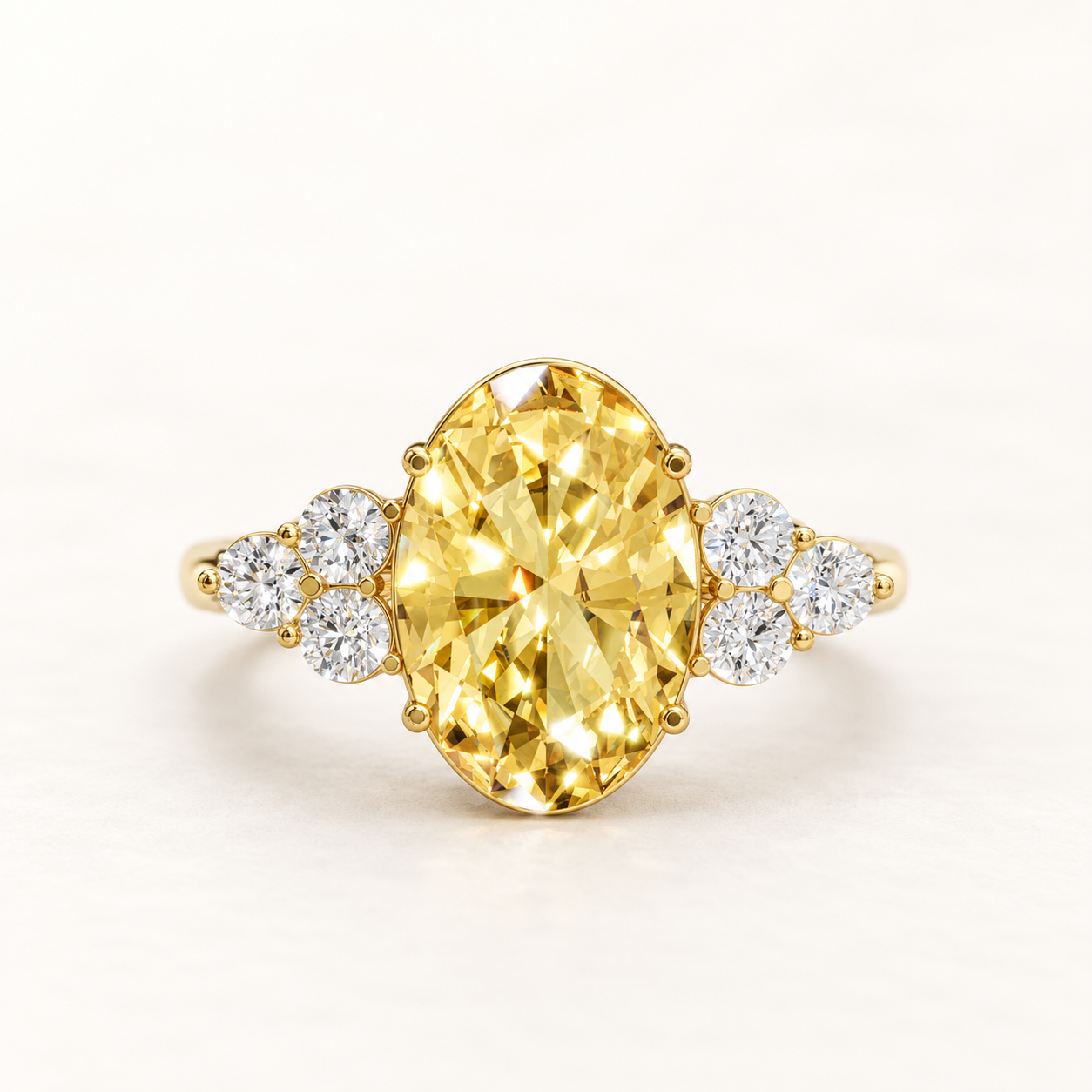 5.50 CT Yellow Oval Cut Three Stone Ring in 10K 14K 18K Yellow Gold, White Gold & Rose Gold | NyvaaraLuxe