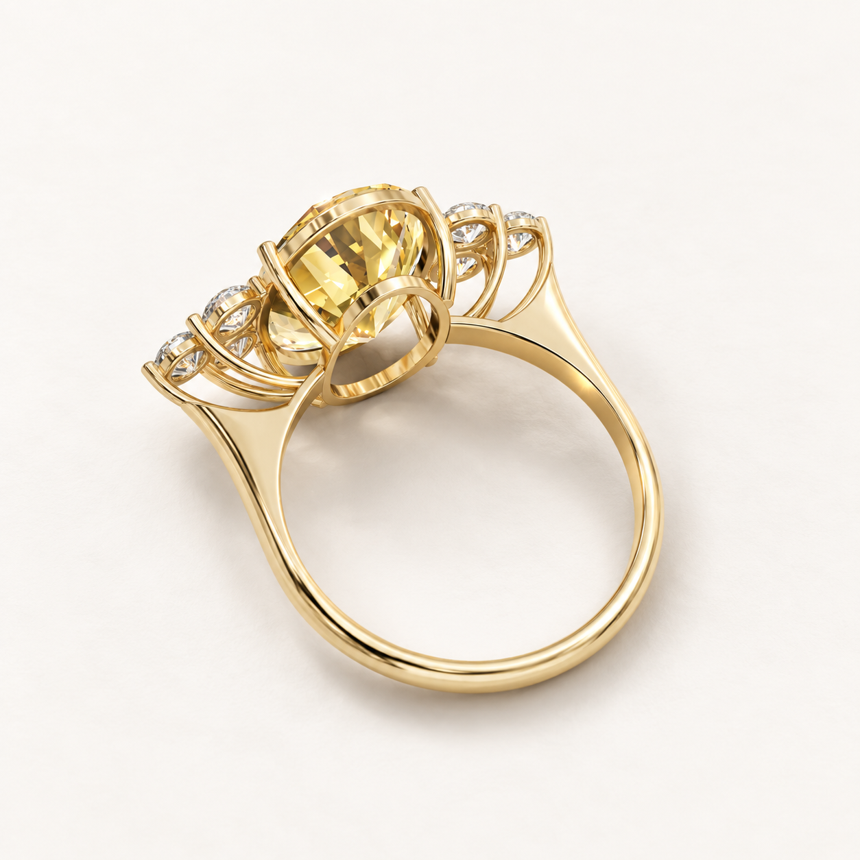 5.50 CT Yellow Oval Cut Three Stone Ring in 10K 14K 18K Yellow Gold, White Gold & Rose Gold | NyvaaraLuxe - view 2