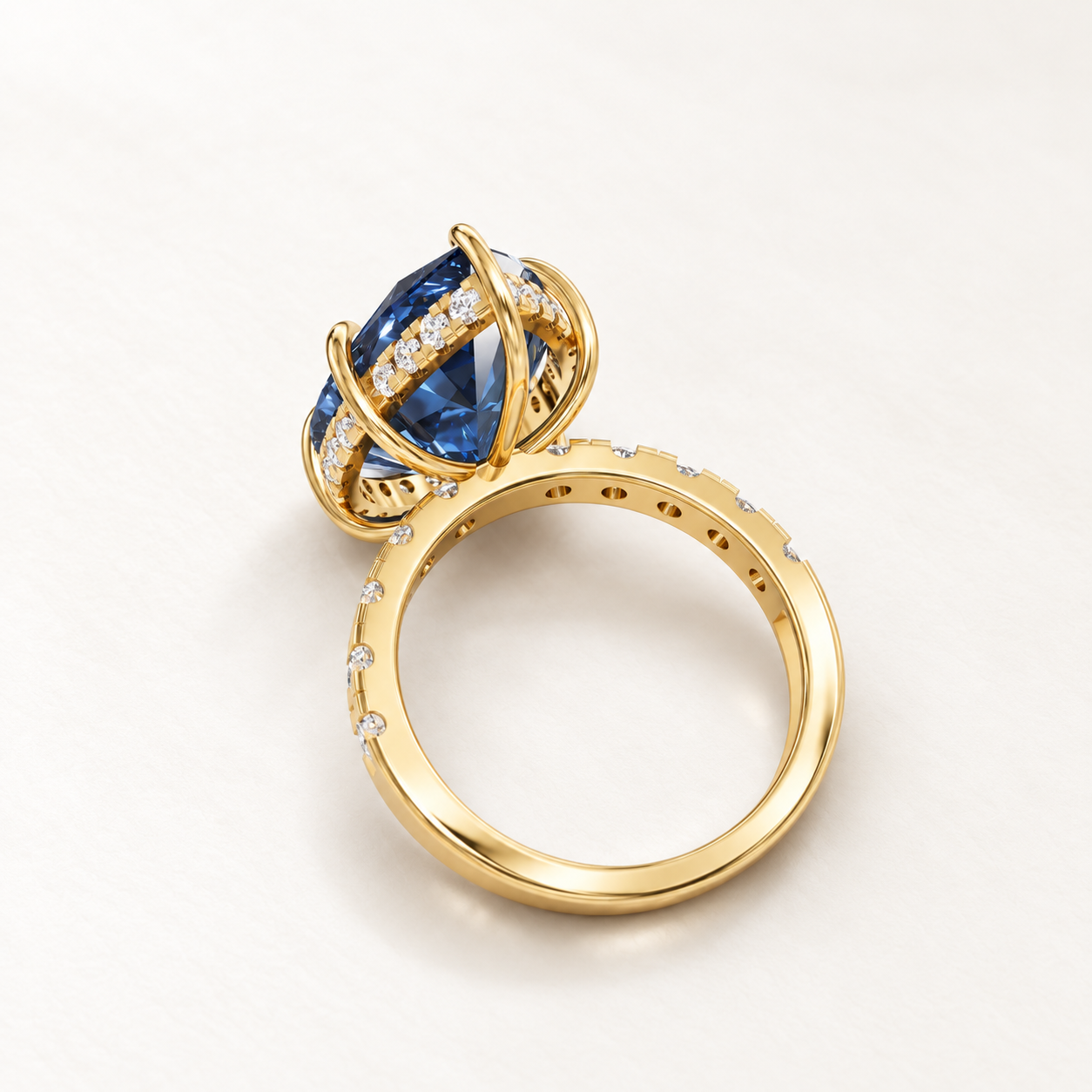 10.50 CT Blue Pear Cut Statement Ring in 10K 14K 18K Yellow Gold, White Gold & Rose Gold | NyvaaraLuxe - view 2