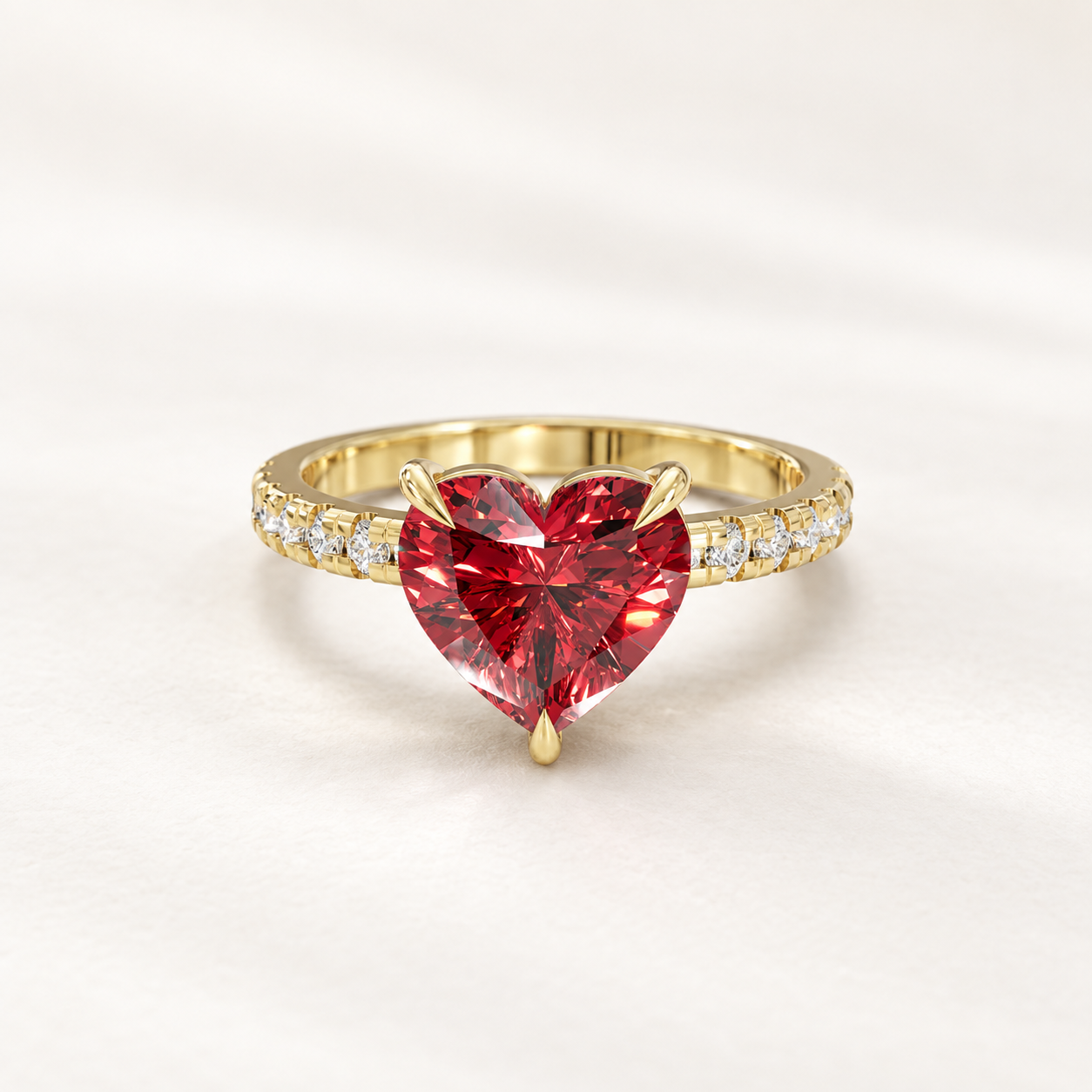 1.50 CT Red Heart Cut Gemstone Ring in 10K 14K 18K Yellow Gold, White Gold & Rose Gold | NyvaaraLuxe