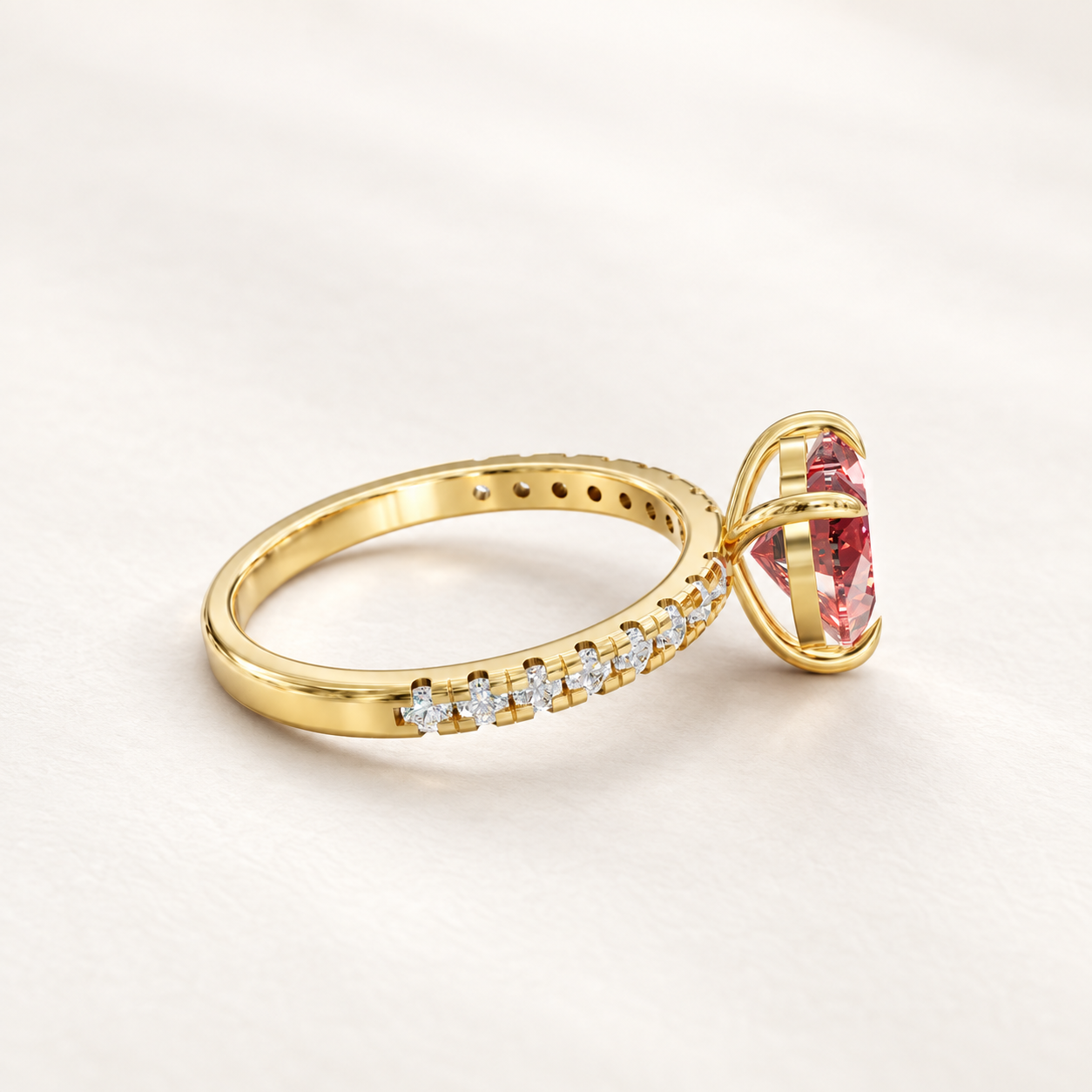 1.50 CT Red Heart Cut Gemstone Ring in 10K 14K 18K Yellow Gold, White Gold & Rose Gold | NyvaaraLuxe - view 2