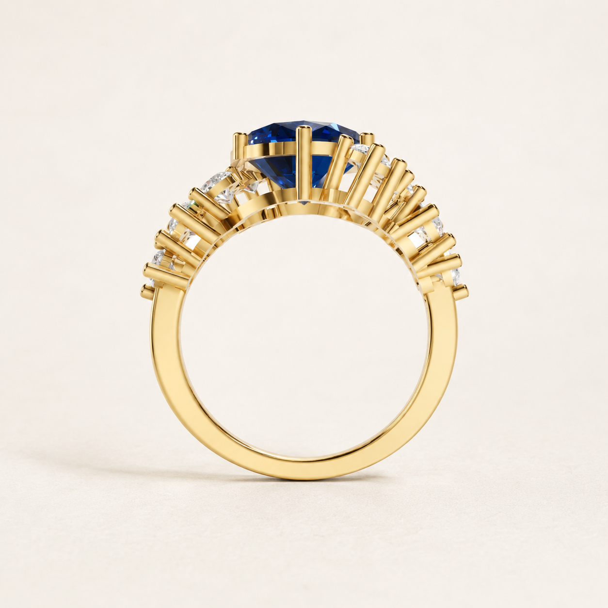 5.00 CT Oval Cut Blue Gemstone Ring in 10K 14K 18K Yellow Gold, White Gold & Rose Gold | Luxury Statement Engagement Ring | NyvaaraLuxe - view 2