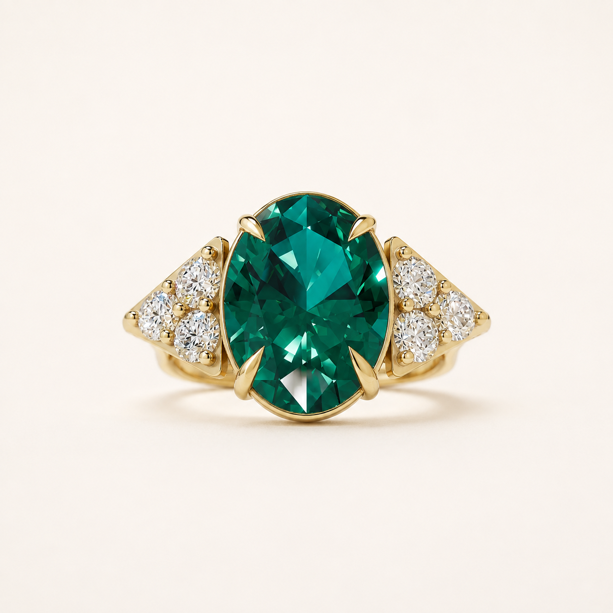 5.50 CT Oval Cut Green Gemstone Ring in 10K 14K 18K Yellow Gold, White Gold & Rose Gold | Luxury Engagement Ring | NyvaaraLuxe