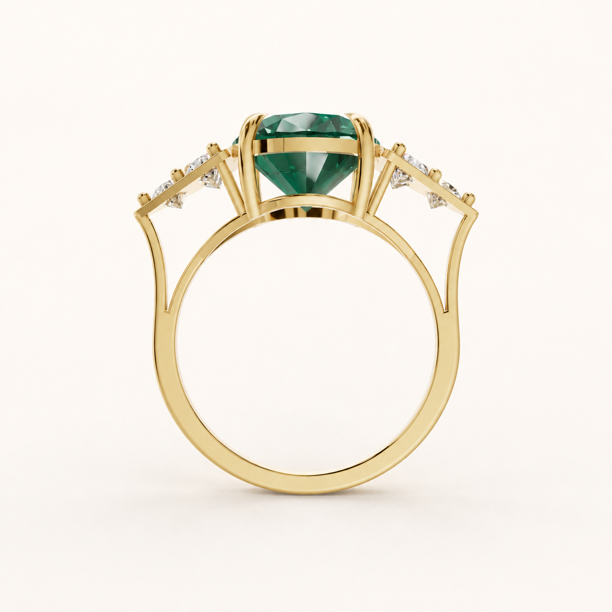 5.50 CT Oval Cut Green Gemstone Ring in 10K 14K 18K Yellow Gold, White Gold & Rose Gold | Luxury Engagement Ring | NyvaaraLuxe - view 2