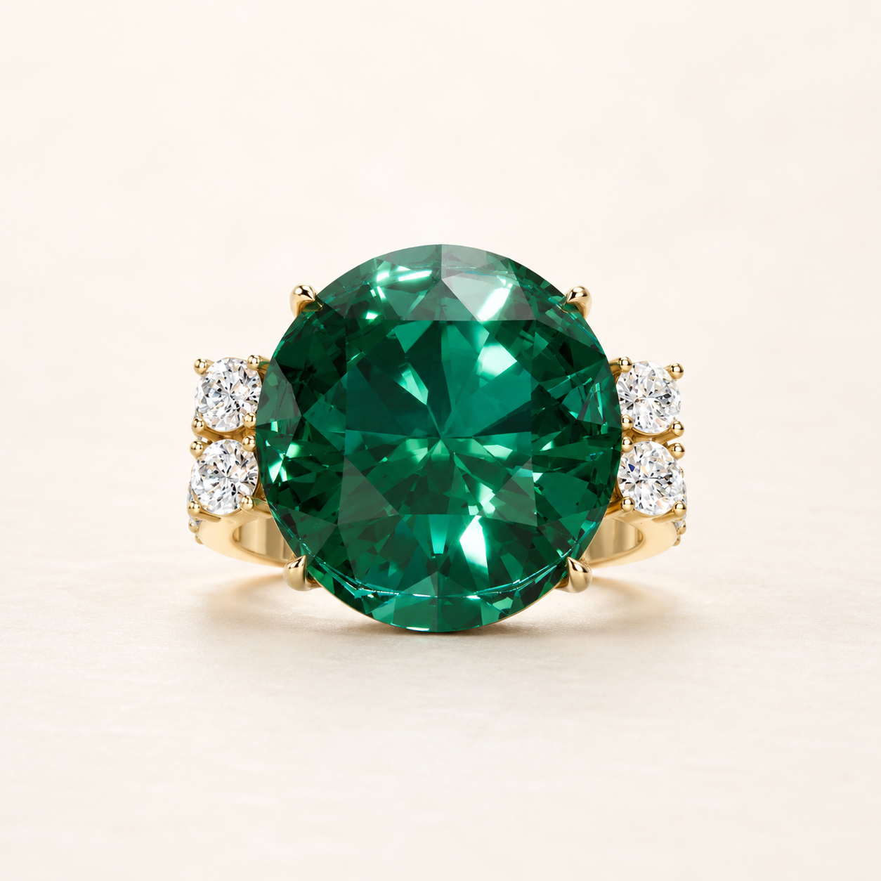 9.50 CT Round Cut Green Gemstone Ring in 10K 14K 18K Yellow Gold, White Gold & Rose Gold | Luxury Statement Ring | NyvaaraLuxe