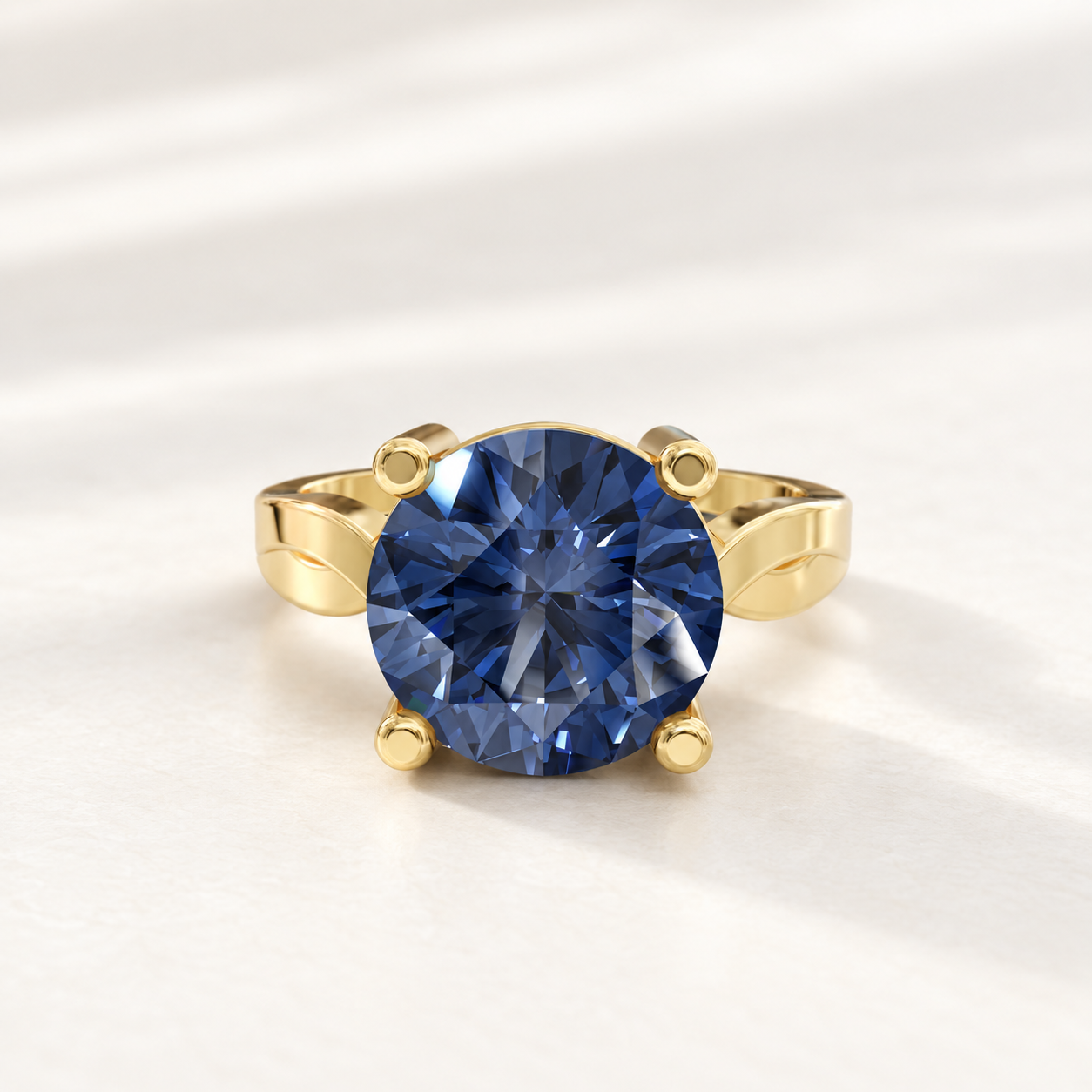 4.50 CT Round Cut Blue Gemstone Solitaire Ring in 10K 14K 18K Yellow Gold, White Gold & Rose Gold | Luxury Ring | NyvaaraLuxe