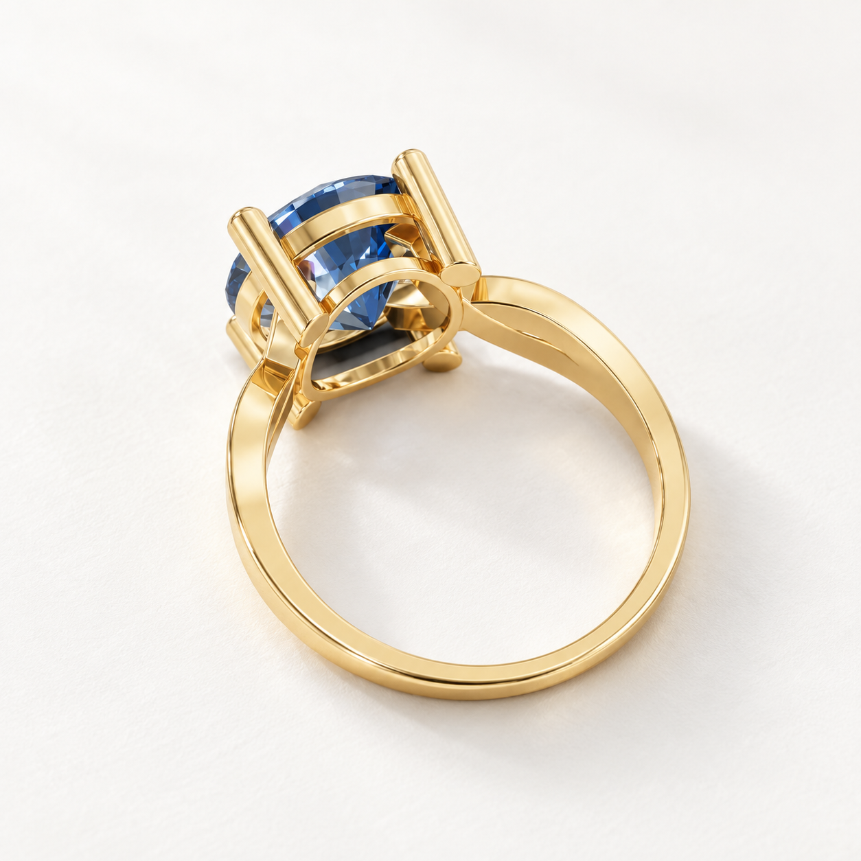 4.50 CT Round Cut Blue Gemstone Solitaire Ring in 10K 14K 18K Yellow Gold, White Gold & Rose Gold | Luxury Ring | NyvaaraLuxe - view 2