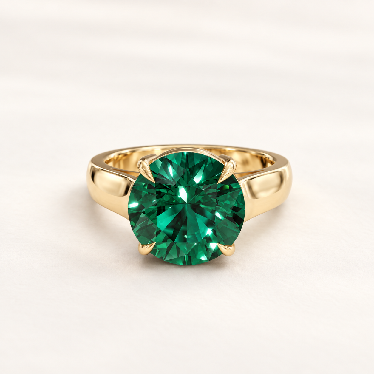 4.50 CT Round Cut Green Gemstone Solitaire Ring in 10K 14K 18K Yellow Gold, White Gold & Rose Gold | Luxury Ring | NyvaaraLuxe