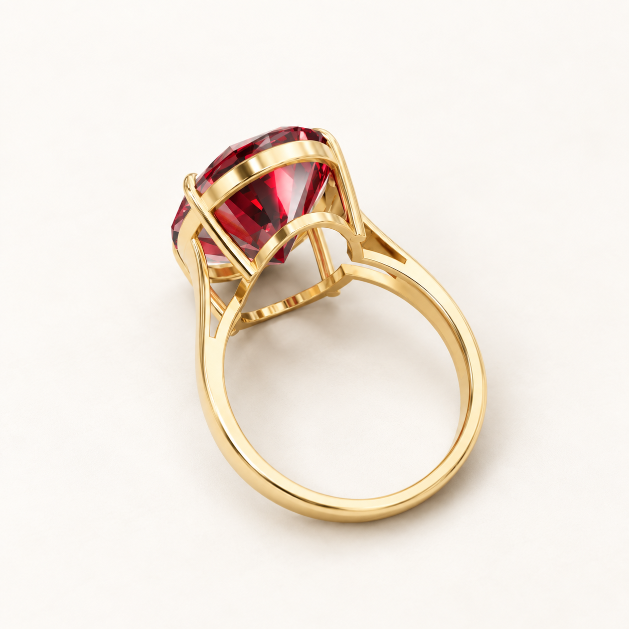12.50 CT Oval Cut Red Gemstone Solitaire Ring in 10K 14K 18K Yellow Gold, White Gold & Rose Gold | Luxury Statement Ring | NyvaaraLuxe - view 2