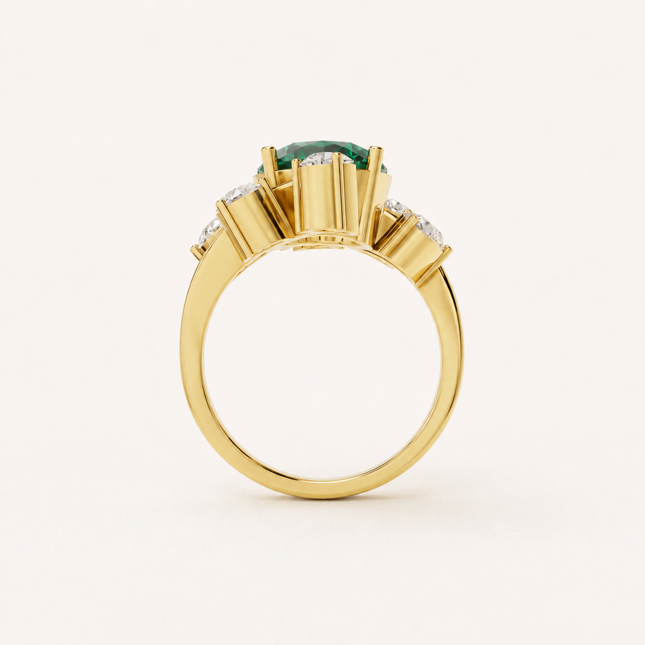 6.11 CT Oval Cut Green Gemstone Statement Ring in 10K 14K 18K Yellow Gold, White Gold & Rose Gold | Luxury Designer Ring | NyvaaraLuxe - view 2