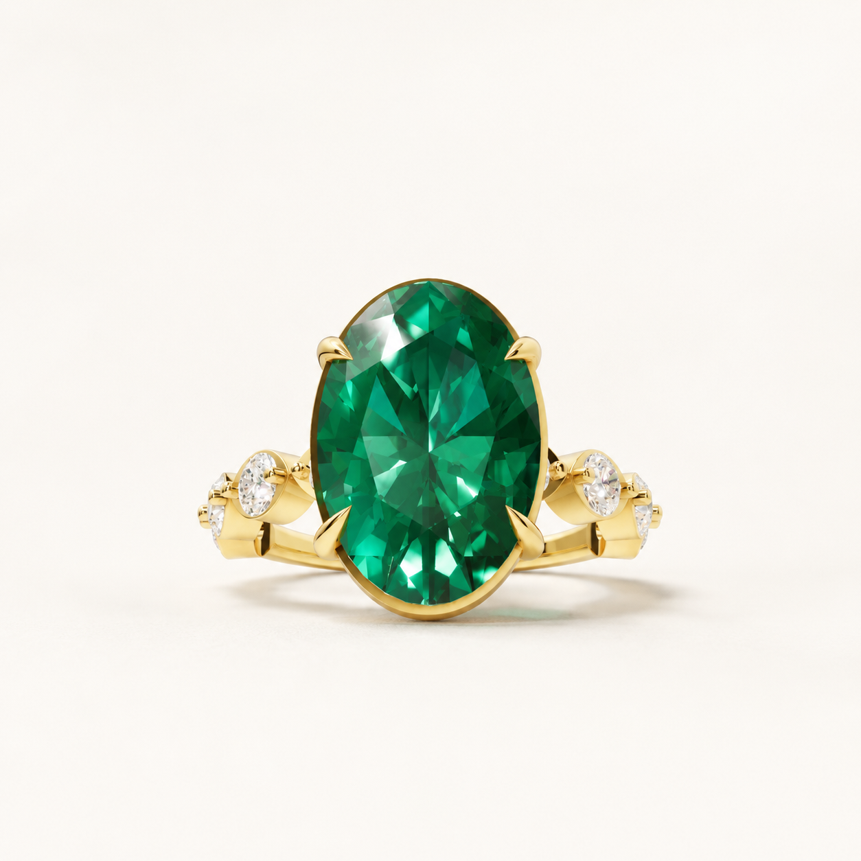 5.50 CT Oval Cut Green Gemstone Ring in 10K 14K 18K Yellow Gold, White Gold & Rose Gold | Luxury Solitaire Ring | NyvaaraLuxe