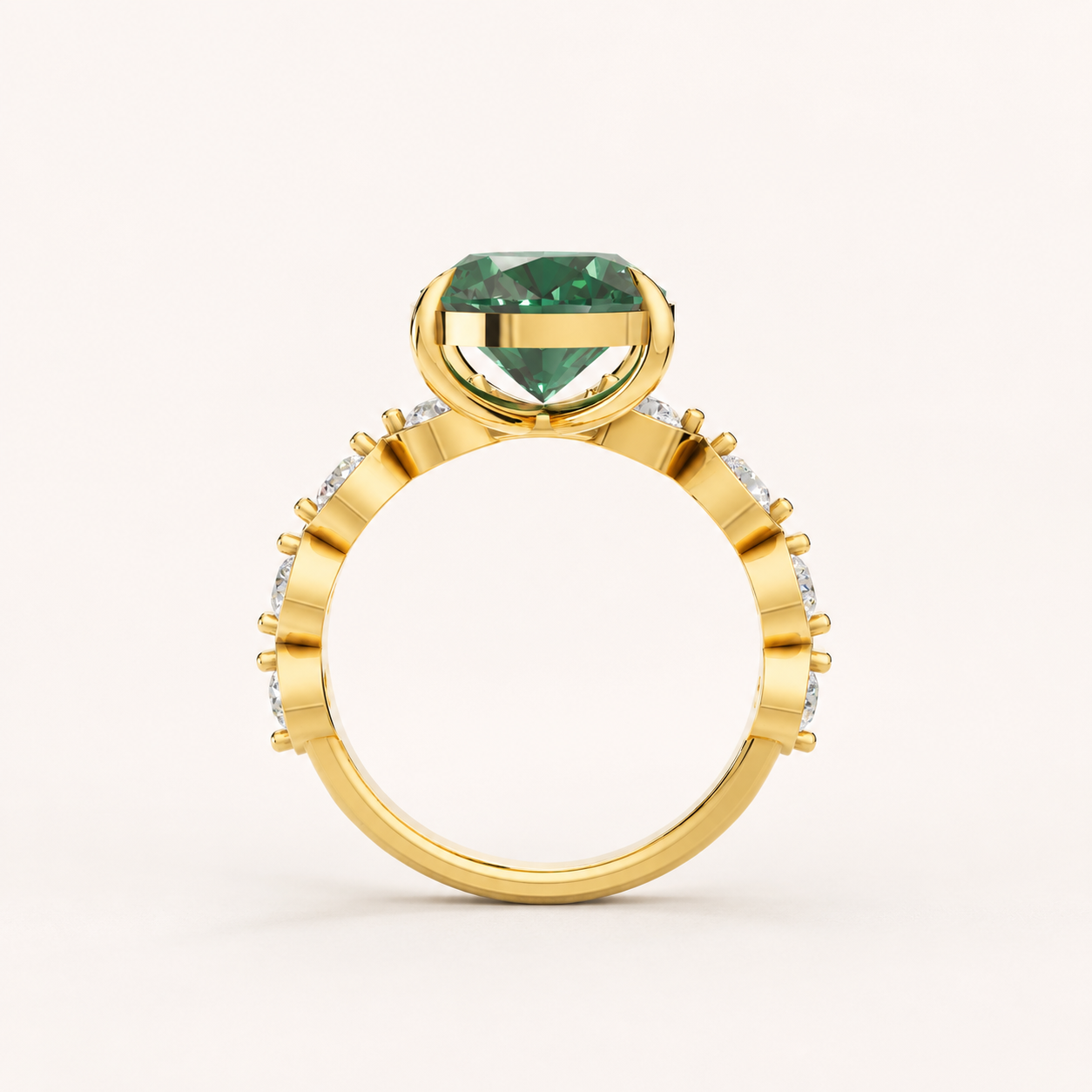 5.50 CT Oval Cut Green Gemstone Ring in 10K 14K 18K Yellow Gold, White Gold & Rose Gold | Luxury Solitaire Ring | NyvaaraLuxe - view 2