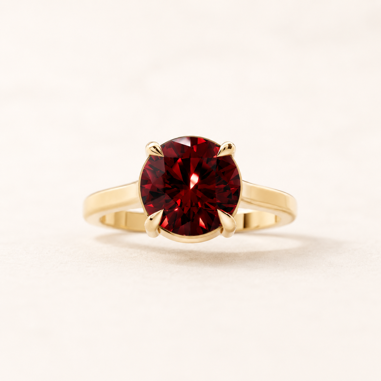 2.10 CT Round Cut Ruby Red Gemstone Solitaire Ring in 10K 14K 18K Yellow Gold, White Gold & Rose Gold | Luxury Ring | NyvaaraLuxe