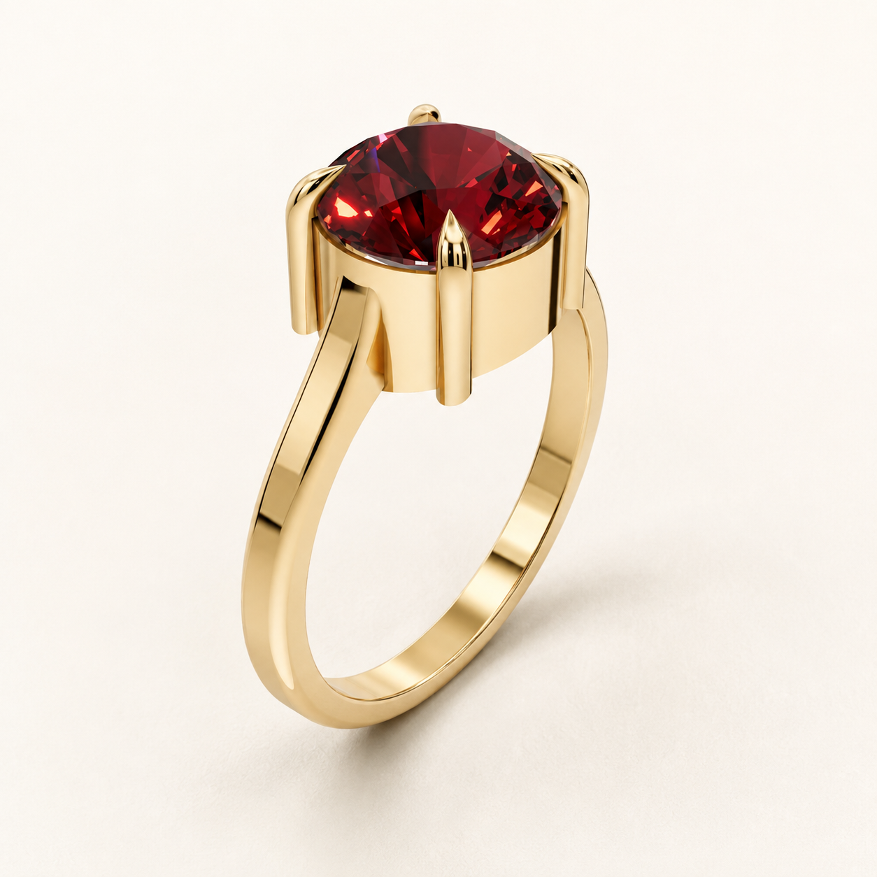 2.10 CT Round Cut Ruby Red Gemstone Solitaire Ring in 10K 14K 18K Yellow Gold, White Gold & Rose Gold | Luxury Ring | NyvaaraLuxe - view 2