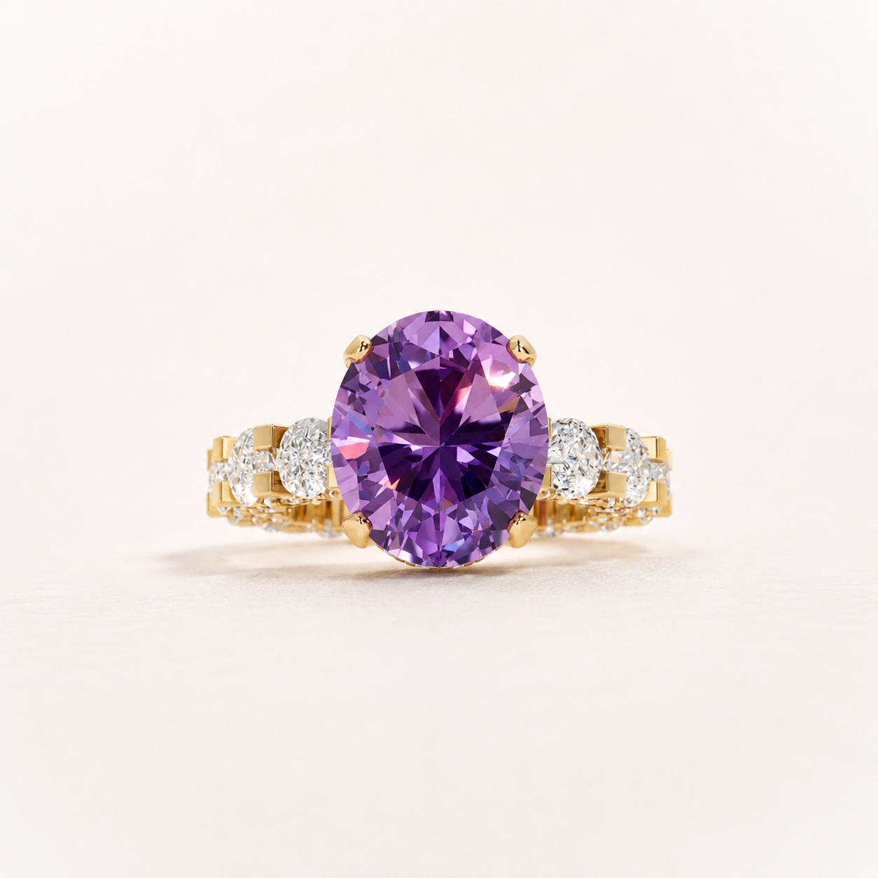 5.00 CT Oval Cut Purple Gemstone Ring in 10K 14K 18K Yellow Gold, White Gold & Rose Gold | Luxury Statement Ring | NyvaaraLuxe