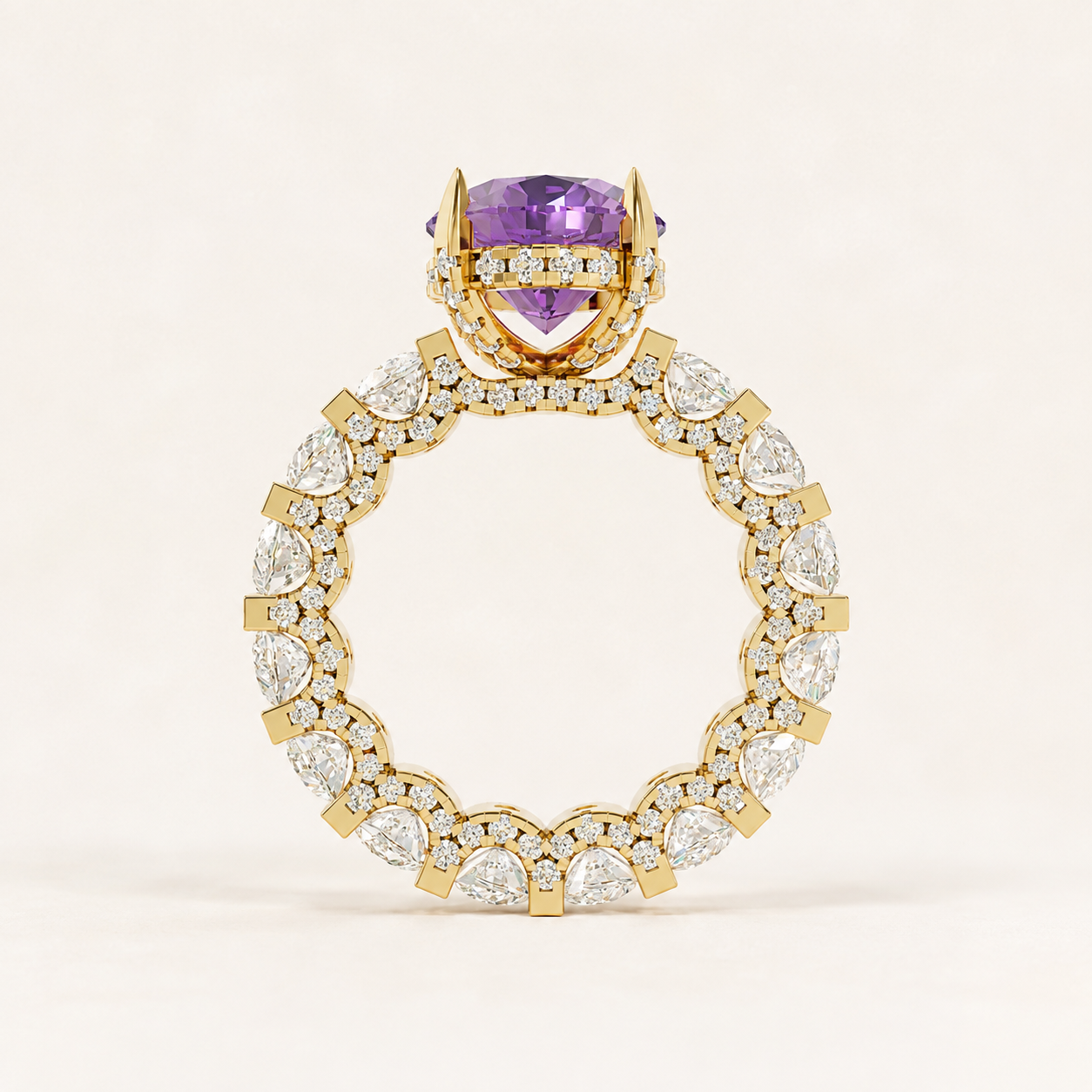 5.00 CT Oval Cut Purple Gemstone Ring in 10K 14K 18K Yellow Gold, White Gold & Rose Gold | Luxury Statement Ring | NyvaaraLuxe - view 2