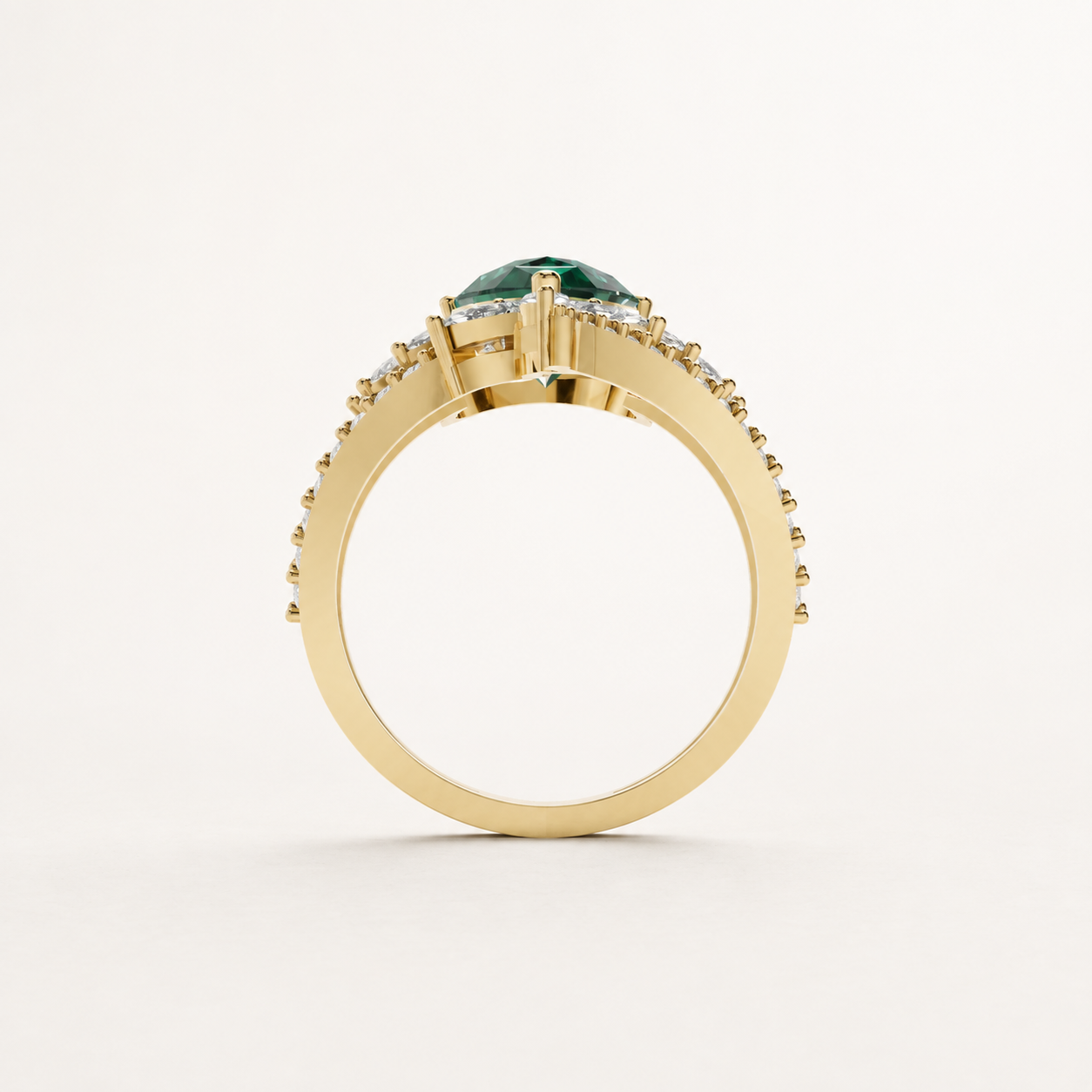 3.12 CT Pear Cut Green Gemstone Floral Halo Ring in 10K 14K 18K Yellow Gold, White Gold & Rose Gold | Luxury Bridal Ring | NyvaaraLuxe - view 2