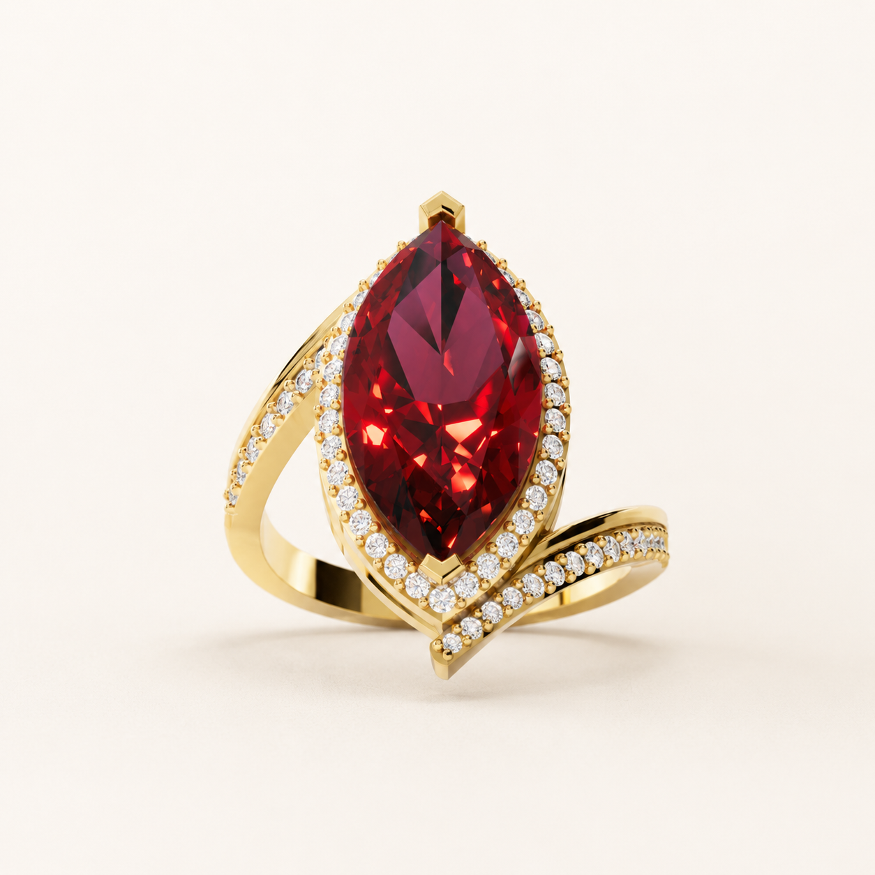 3.25 CT Marquise Cut Ruby Red Gemstone Halo Ring in 10K 14K 18K Yellow Gold, White Gold & Rose Gold | Luxury Statement Ring | NyvaaraLuxe