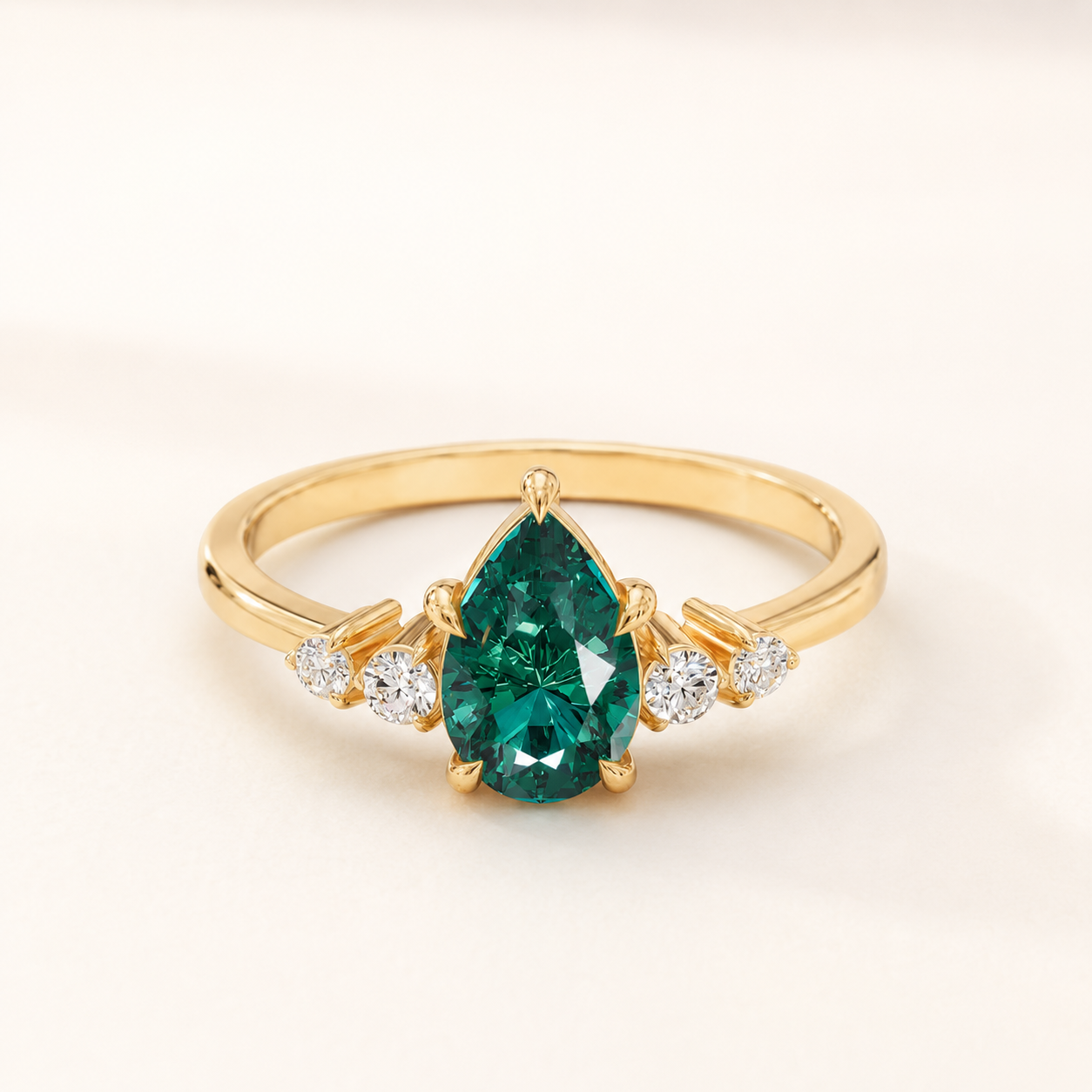 0.85 CT Pear Cut Green Gemstone Ring in 10K 14K 18K Yellow Gold, White Gold & Rose Gold | Dainty Engagement Ring | NyvaaraLuxe