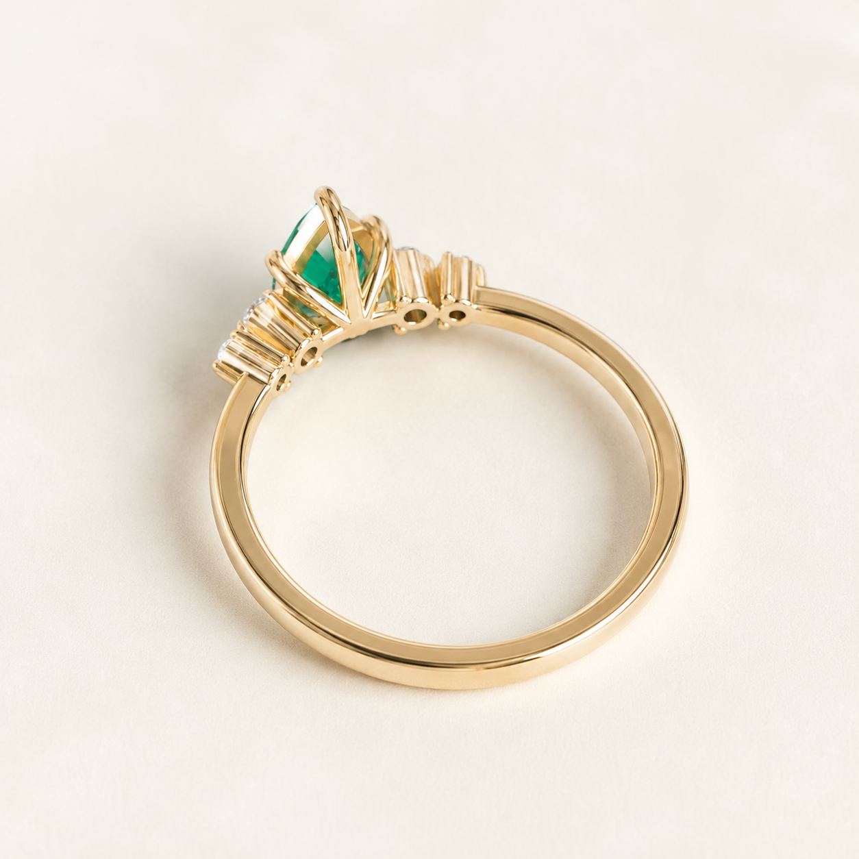 0.85 CT Pear Cut Green Gemstone Ring in 10K 14K 18K Yellow Gold, White Gold & Rose Gold | Dainty Engagement Ring | NyvaaraLuxe - view 2
