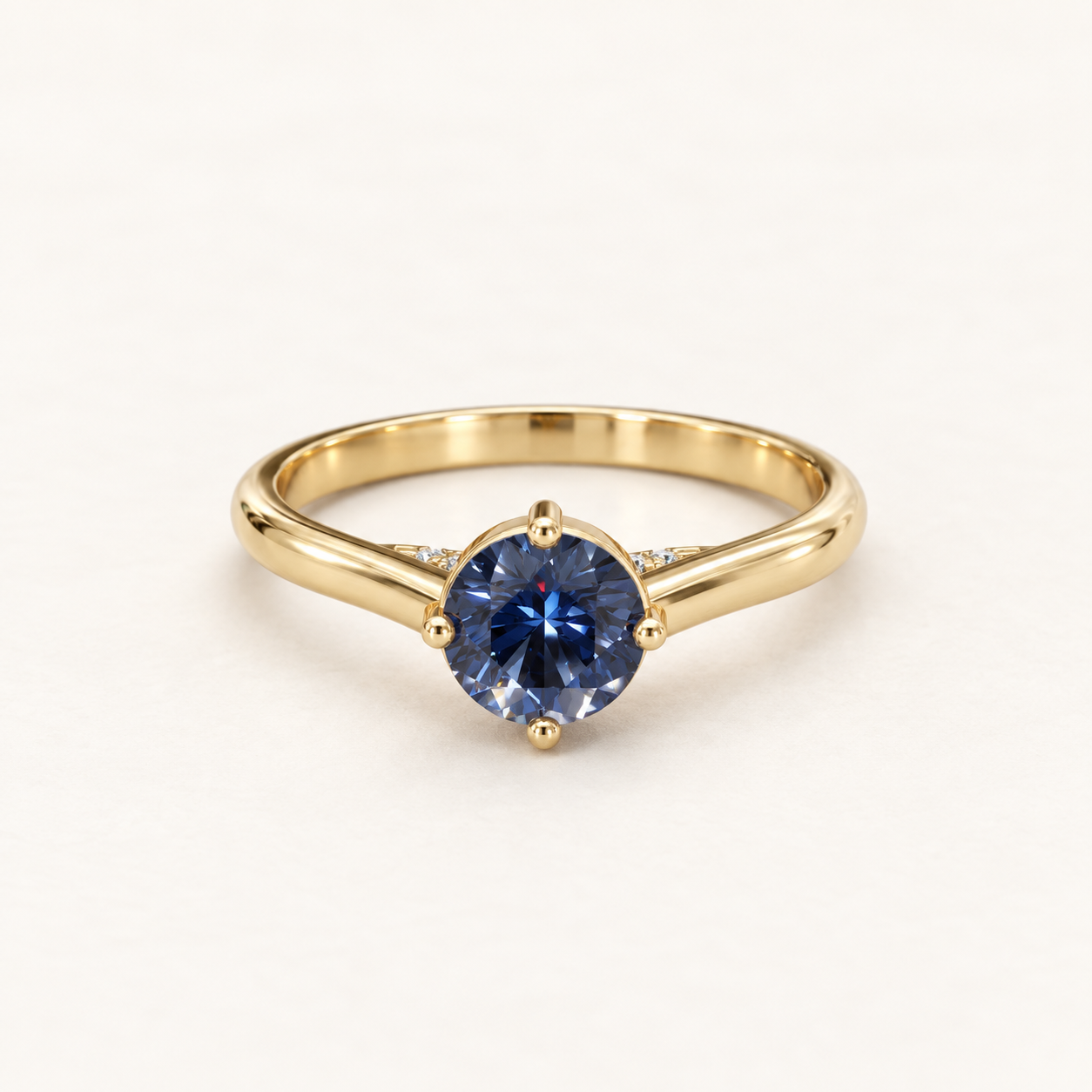 0.81 CT Round Cut Sapphire Blue Gemstone Solitaire Ring in 10K 14K 18K Yellow Gold, White Gold & Rose Gold | Minimalist Engagement Ring | NyvaaraLuxe